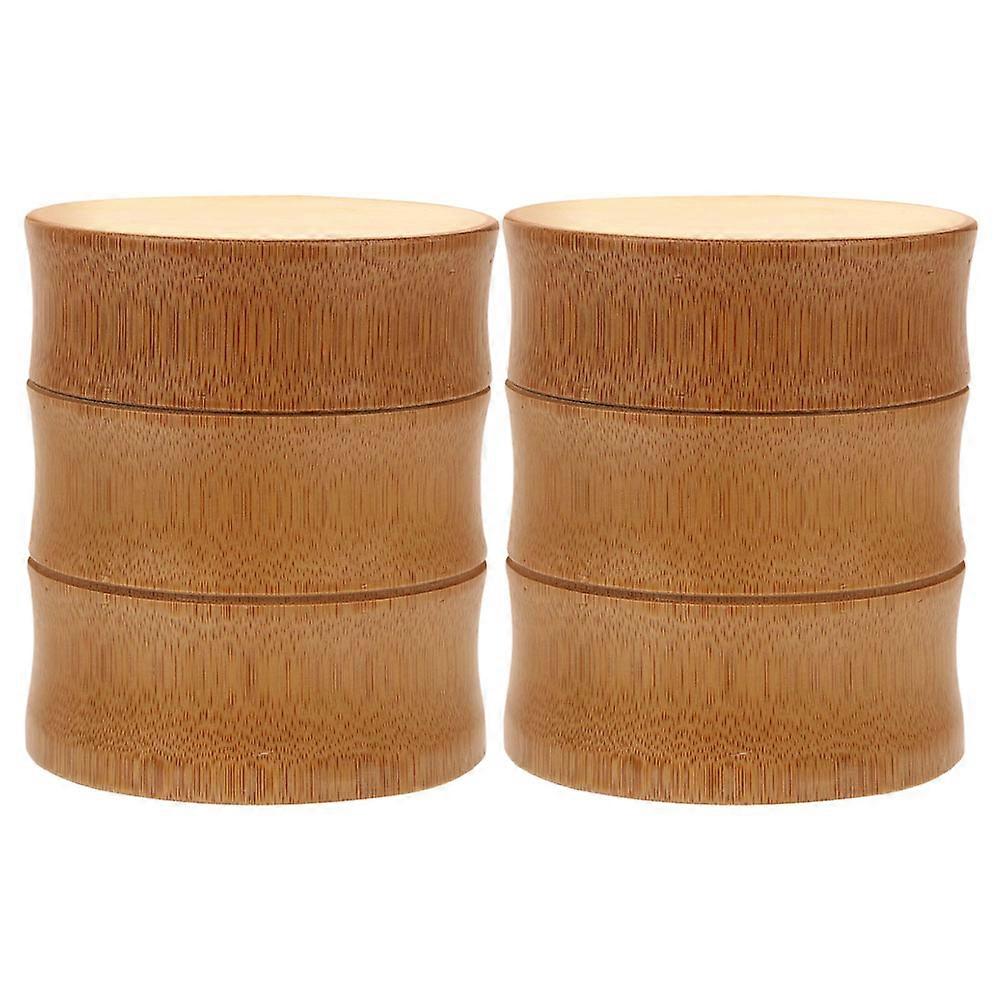 Bamboo Tea Storage Container with Enhanced Sealing and Texture for Home or Travel Use Brown 2 Pcs