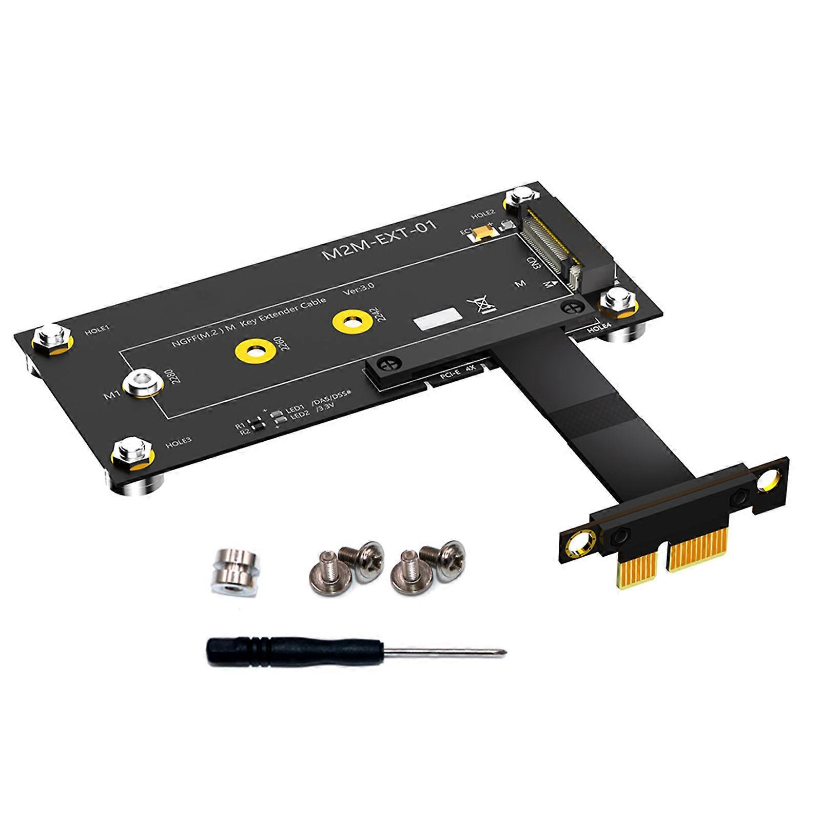 Ruggeds PCIe 1x SSDs Extender Cable Optimized For NGFFs M.2 NVME MKey Drive And 10000+ Insertion Tests Multicolor