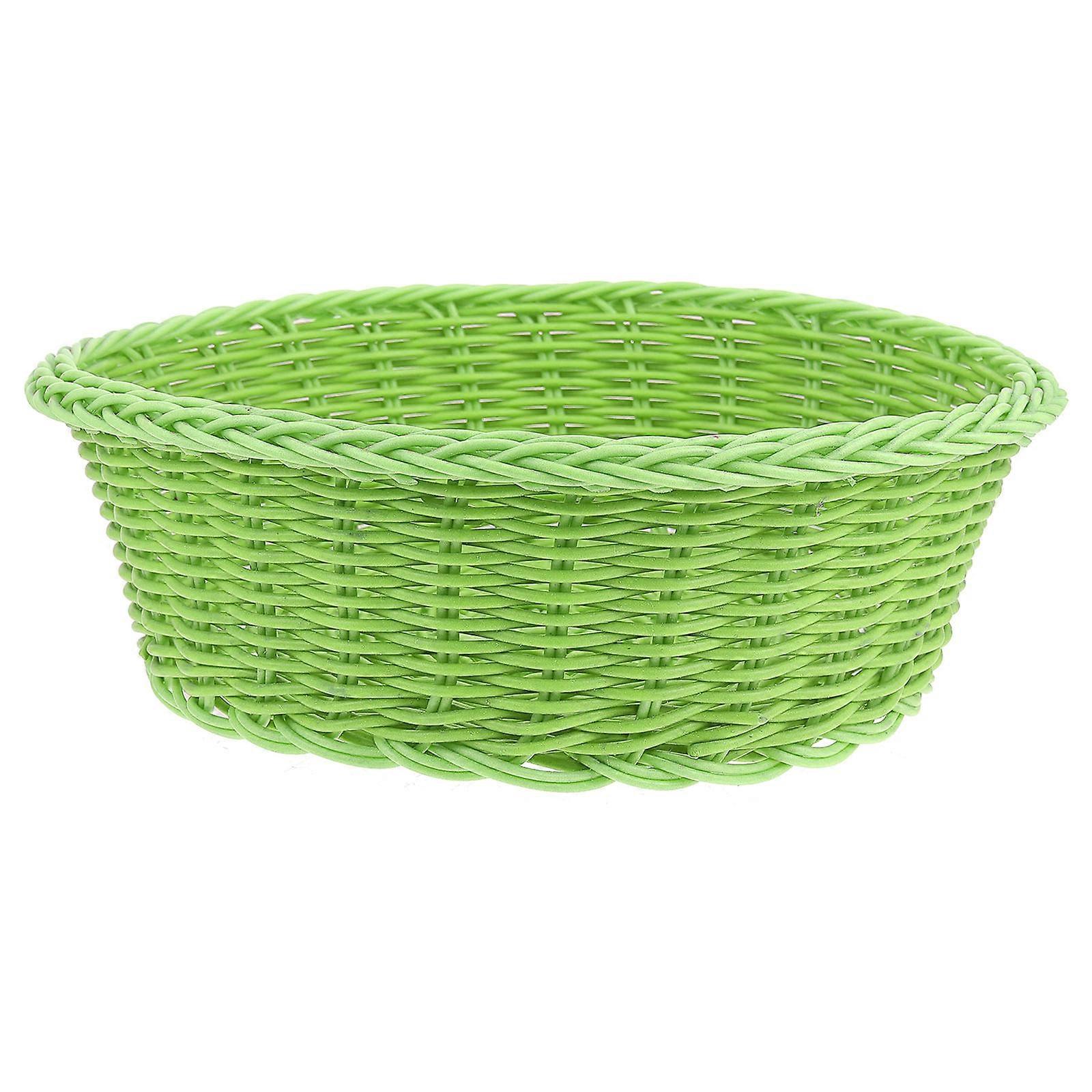 Green Plastic Bread Basket for Storage Use Imitated Rattan Woven Design and Solid