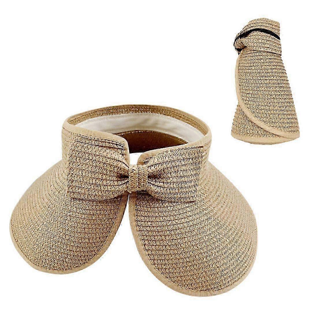 المرأة الشمس أقنعة طوي القش القبعات الصيف الشاطئ للتعبئة قبعة مرنة واسعة حافة كاب نمط عميق ، حجم قابل للتعديل