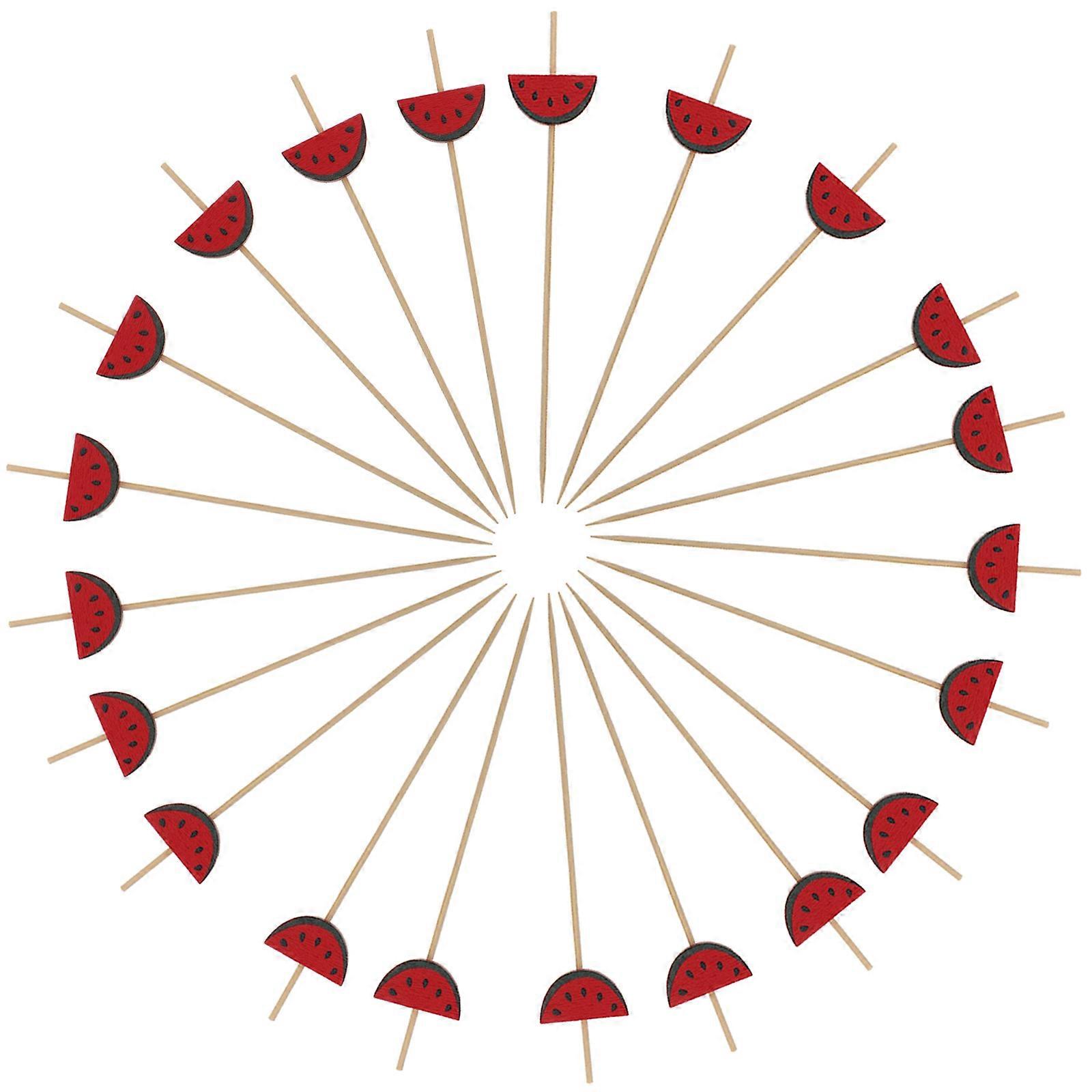 Cocktail Picks Bamboo Sticks for Wedding Red 12x3cm 100Pcs