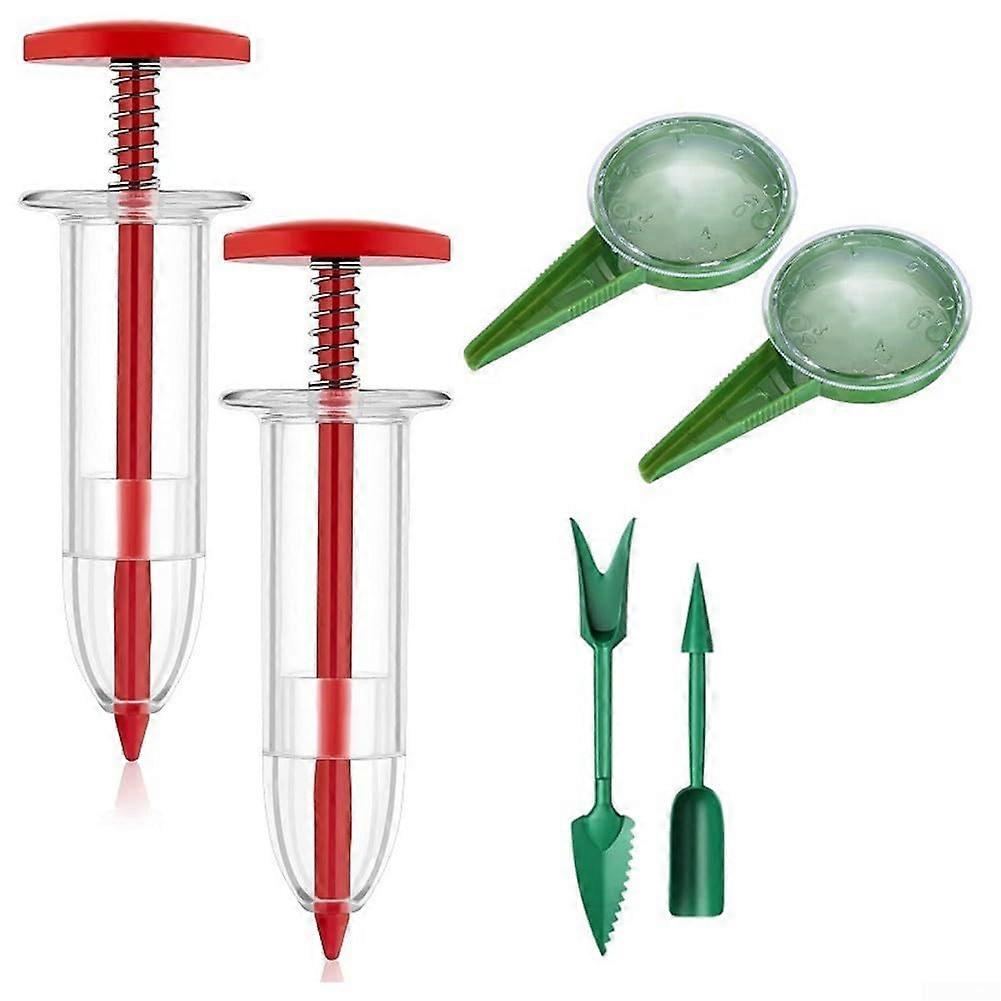 Compact mini garden tool set, manual dispenser and dibber for easy planting and sowing in gardens and pots (A)