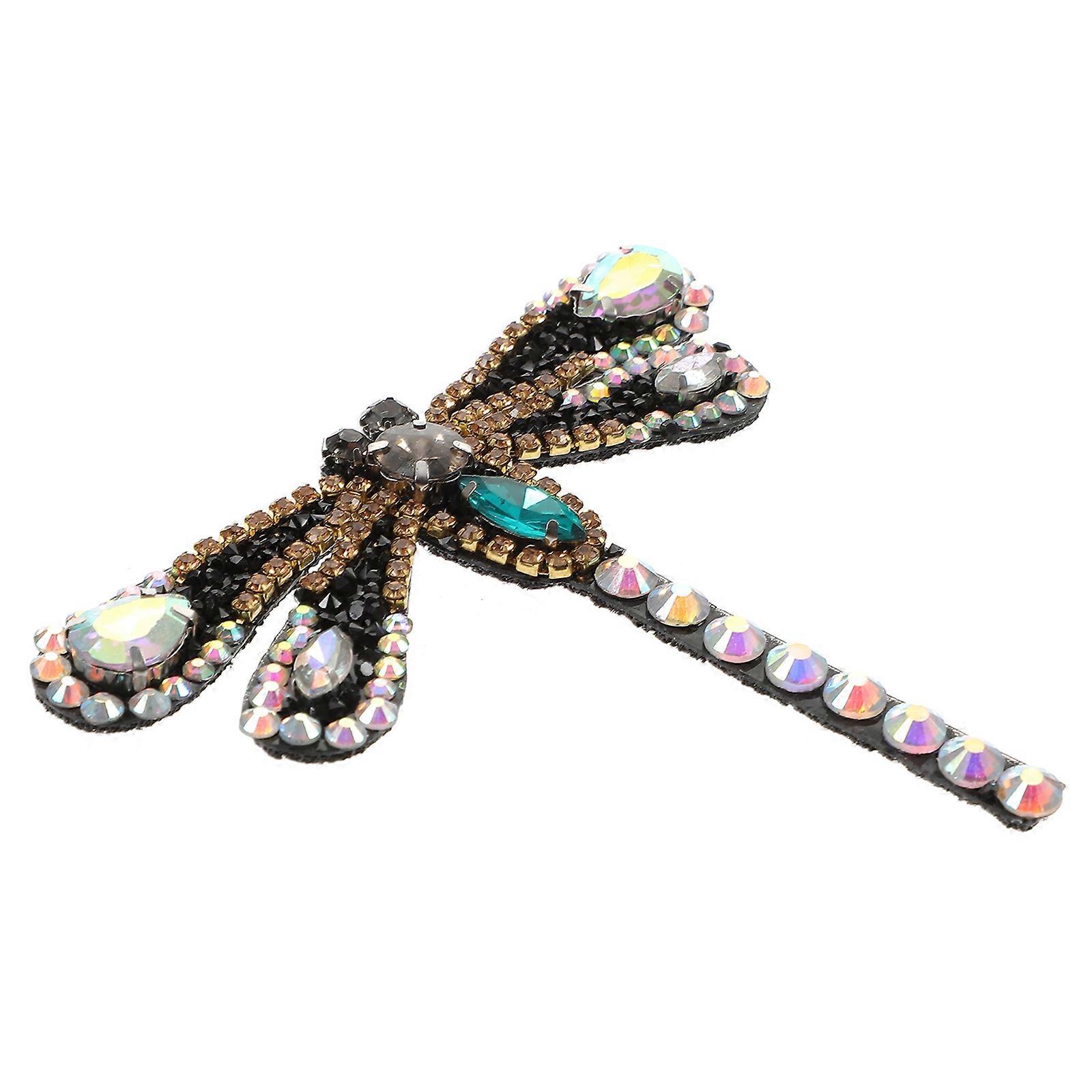 DIY حجر الراين بقع ديكور اليعسوب شارة للملابس قبعة أحذية حقائب طوق أغطية الرأس 8.3 سم × 9.8 سم 1 قطعة