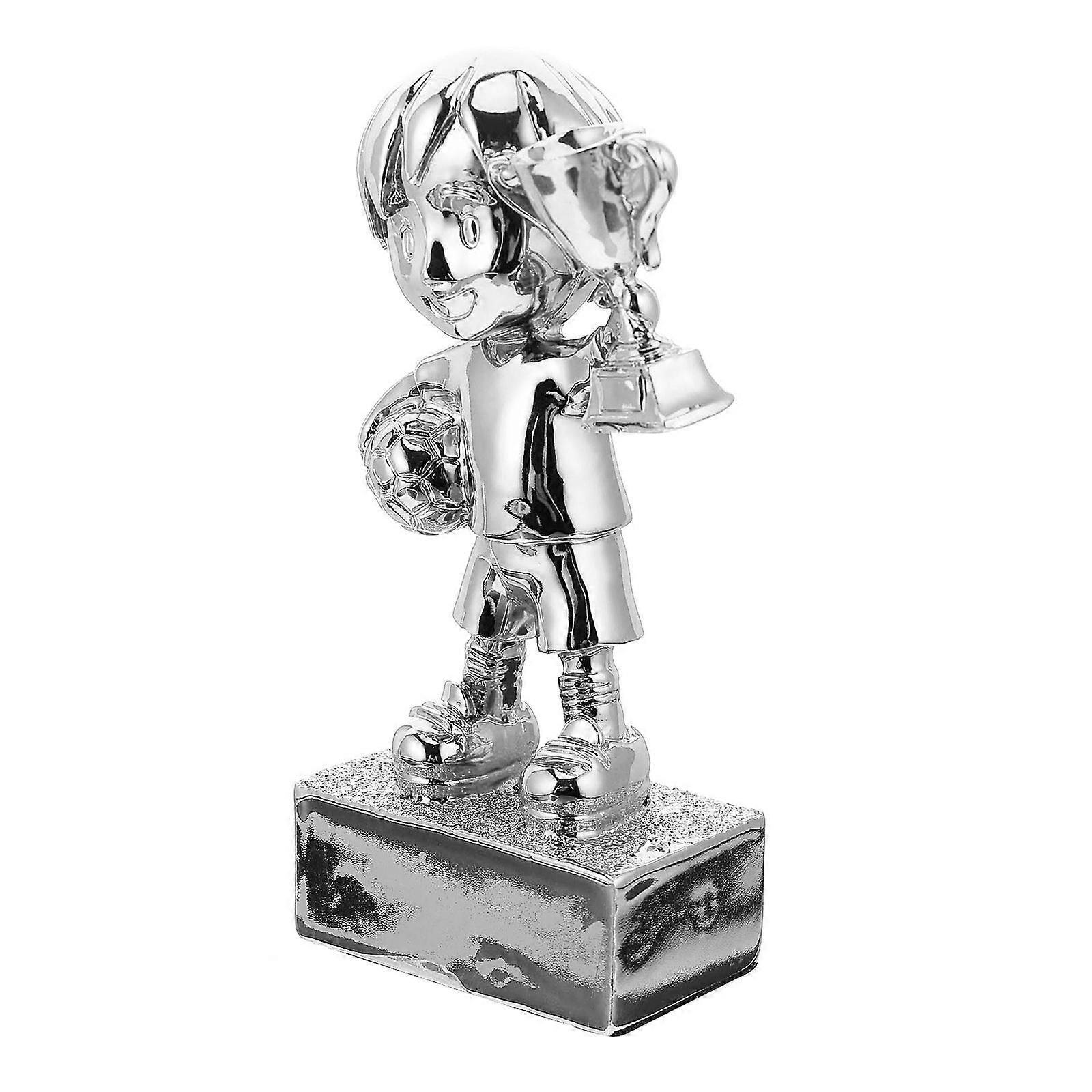 Silver Football Trophy for Decor Made of Synthetic Resin with Workmanship and Stylish Design 6.5 Inches