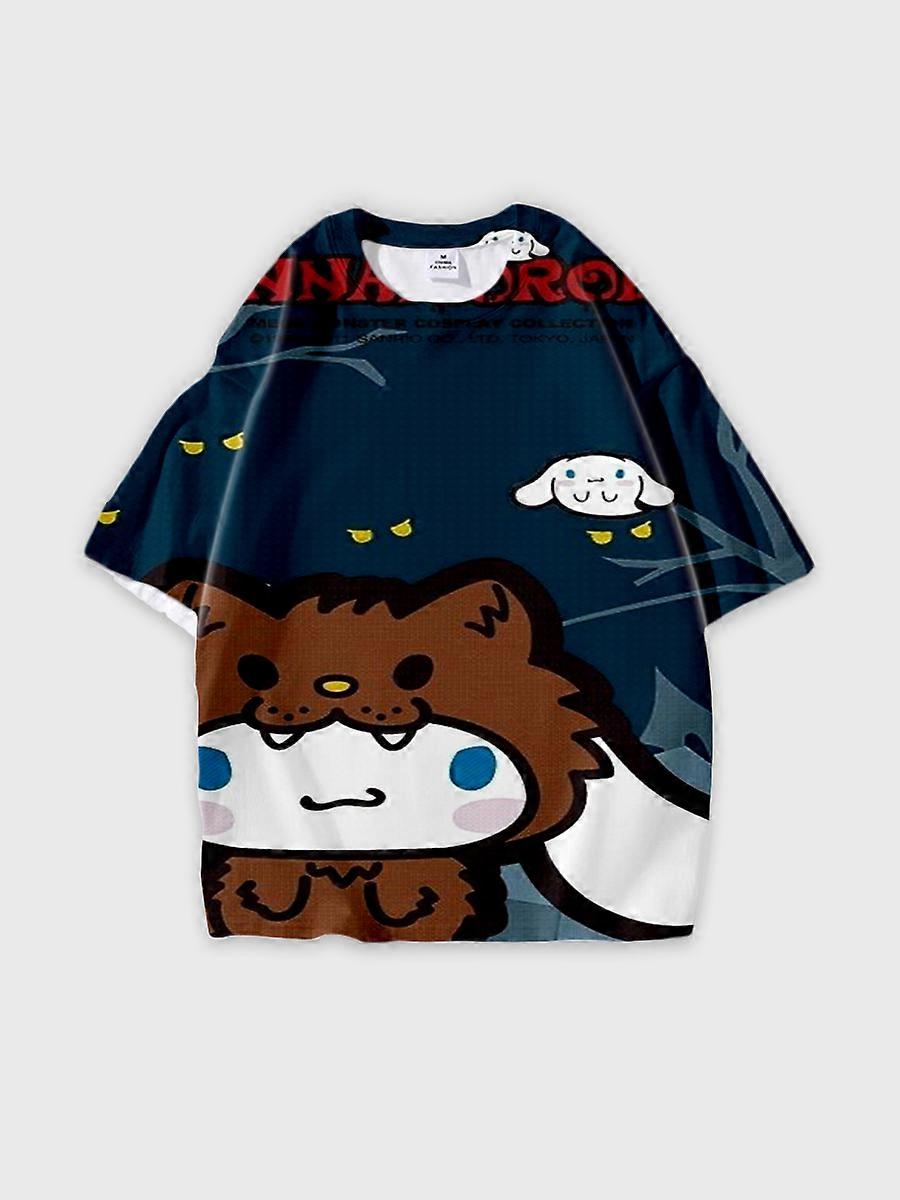 T-shirt round neck Cartoon Pattern loose short sleeve E2437
