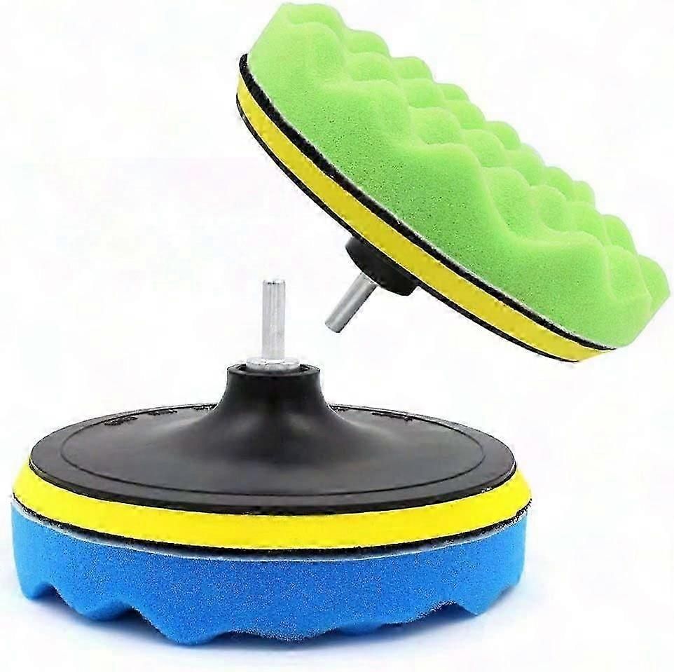 7pcs 7in Car Waxing Buffing Kit with Sponge Pads & M14 Adapter for Drill (7 inch)