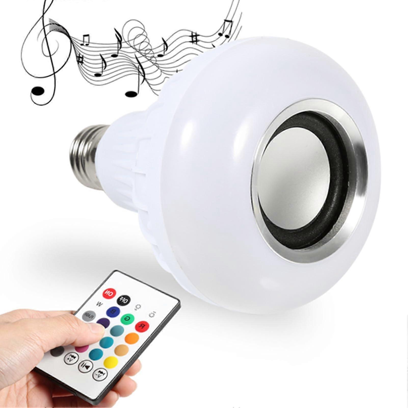 E27 RGB Changing Lamp with Wireless Music Player, 12W LED Bulb, Remote Control, 24-Key Playback Speaker