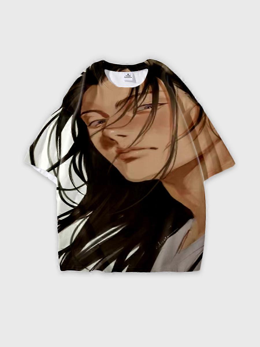 T-shirt round neck Character Pattern loose short sleeve P3026