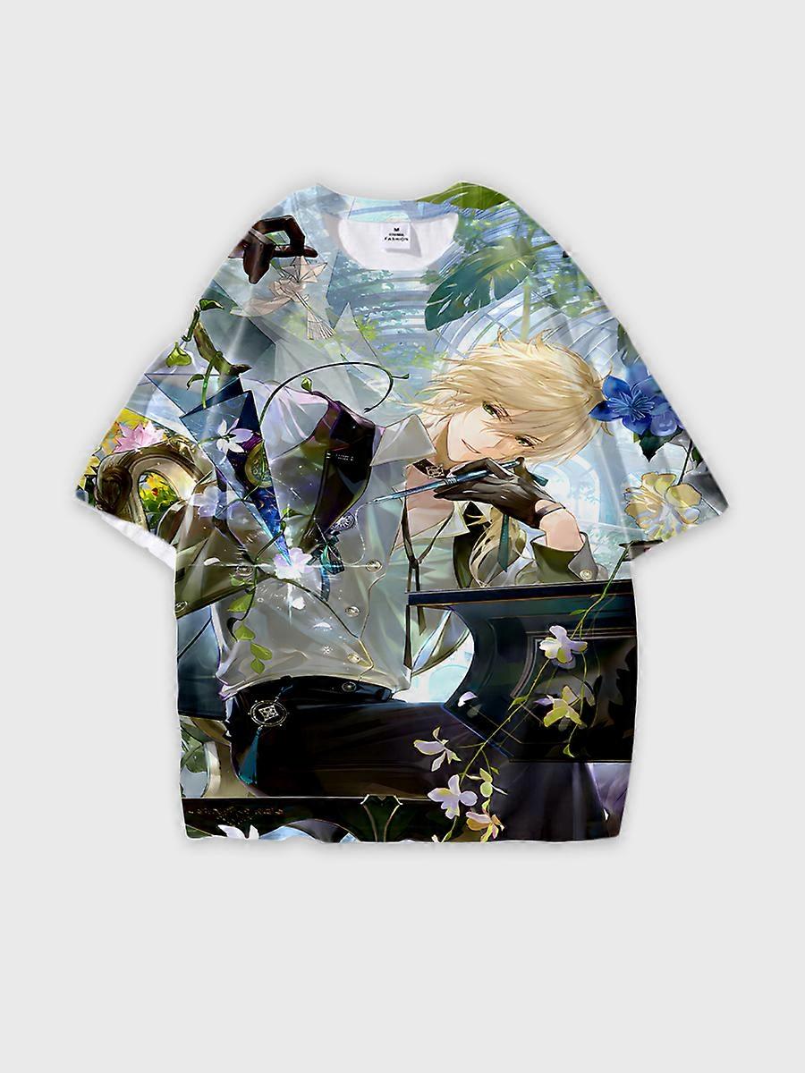 T-shirt round neck Role Pattern loose short sleeve E3153