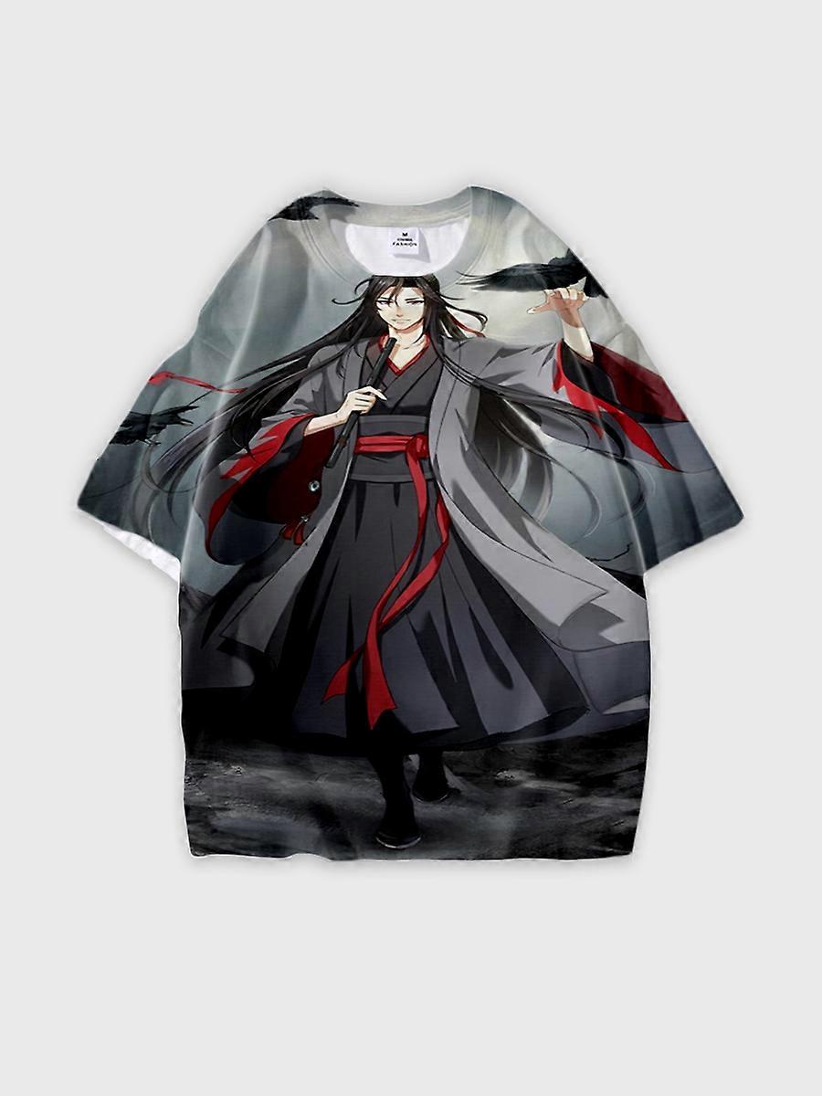 T-shirt round neck Character Pattern loose short sleeve E1357