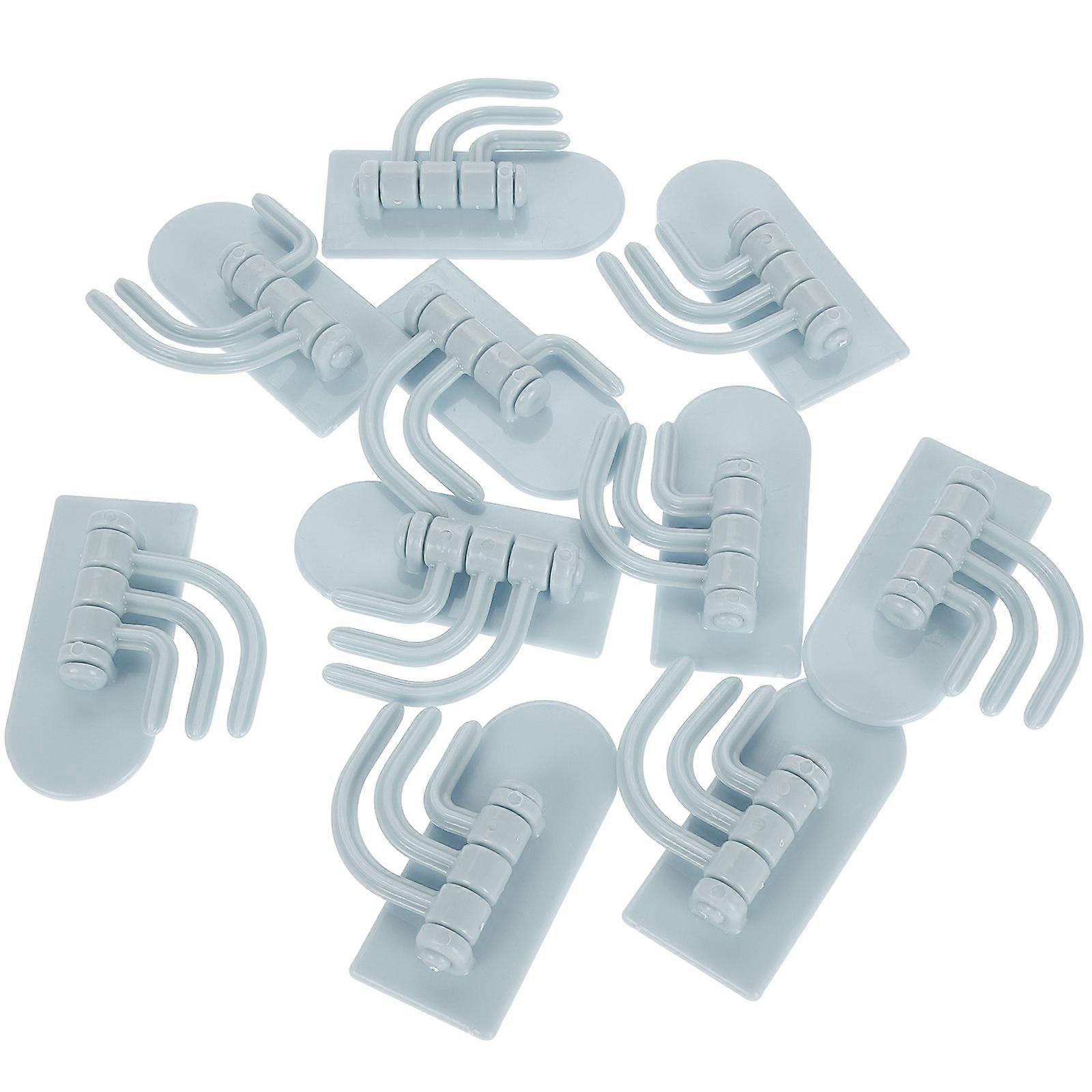 Sky-blue ABS Wall Hooks with ThreeHooks Design for Storage Ideal for Kitchen and Bathroom 10pcs