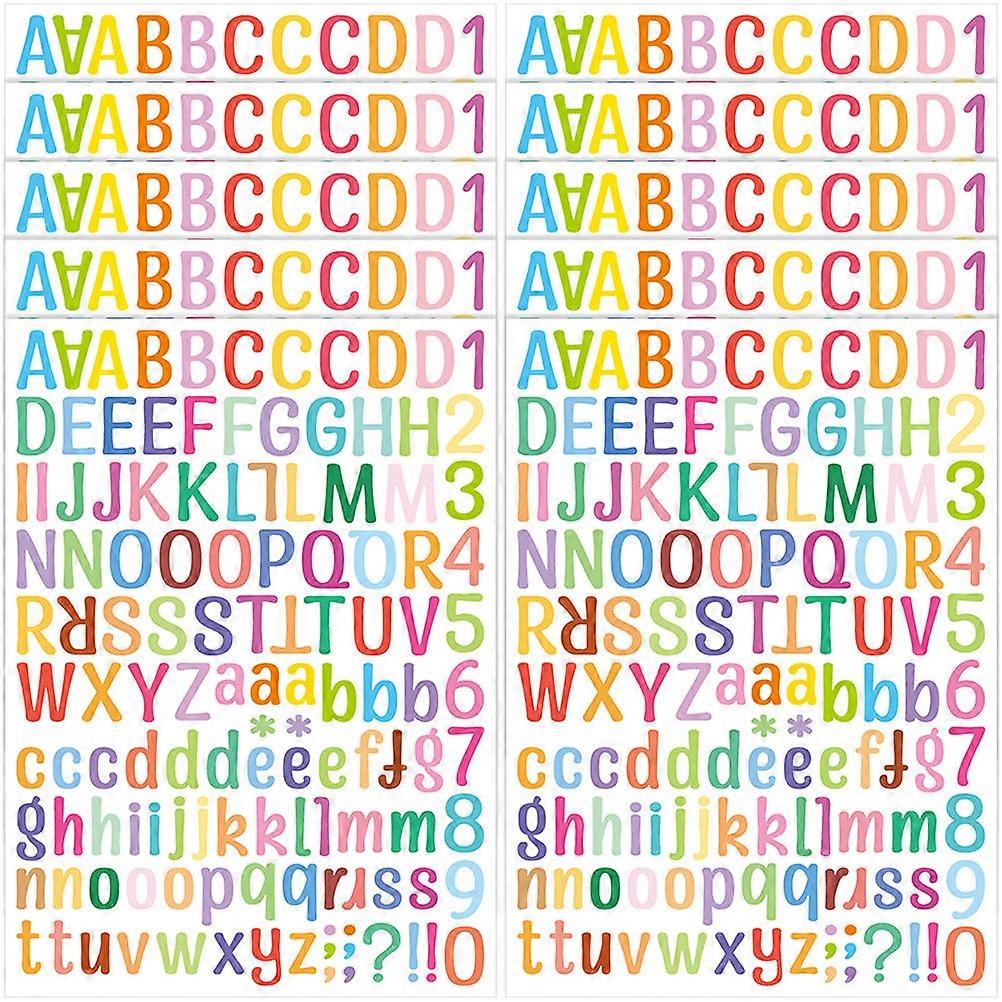 10 Sheets Colorful Alphabet Stickers Decorative Letter Adhesive Stickers