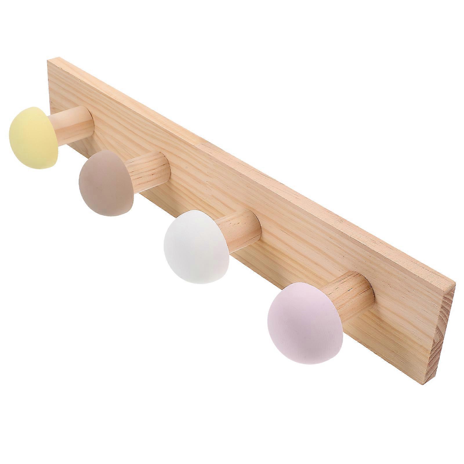 1 Set Wood Coat Hanger Wall Mounted Heavy Duty Wooden Hook Home Supply