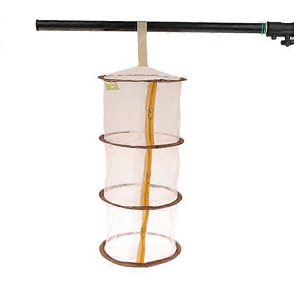 Hanging Cage Zipper Drying Basket 3-layer Mesh Coffee