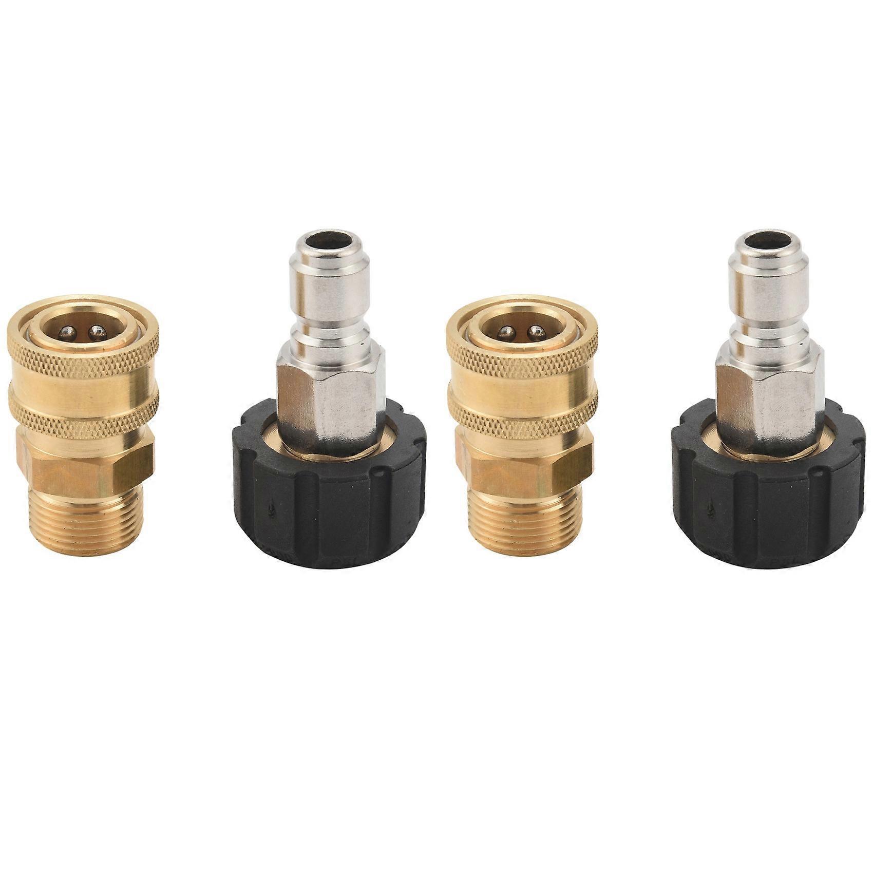 4X Pressure Washer Adapter Set, Quick Connect Kit, Metric M22 15Mm Female Swivel To M22 Male Fitting