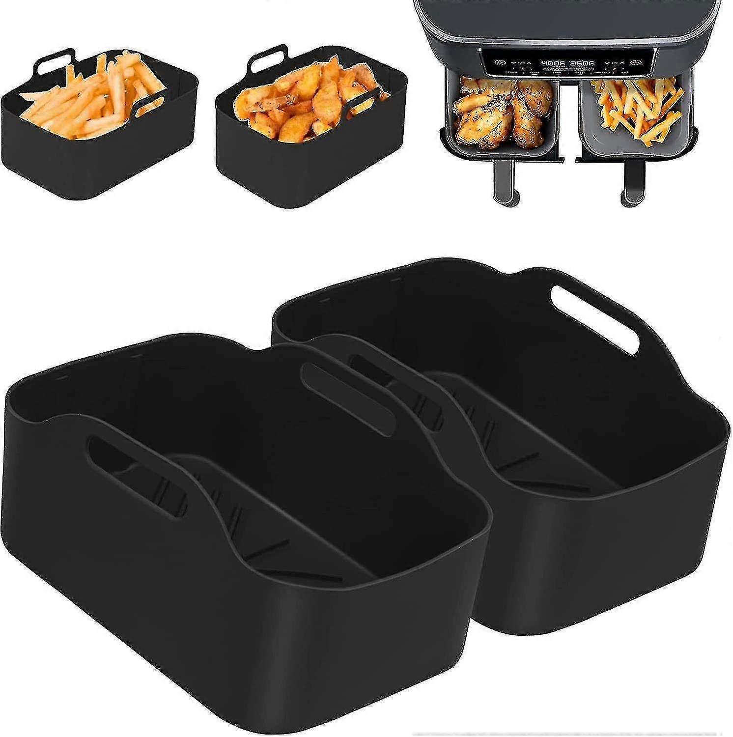 Ninja Dual Air Fritöz için 2'li Silikon Tencere Astarları - Kolay Pişirme ve Temizleme için Yapışmaz Hava Fritözü Sepeti Aksesuarları