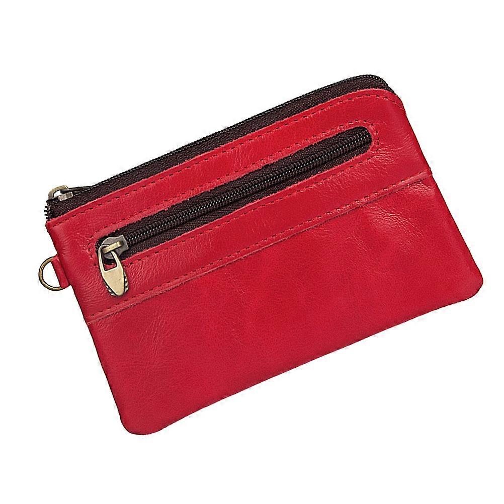 Retro Men Business Wallet with Zipper Compartment for Storage Made of Red