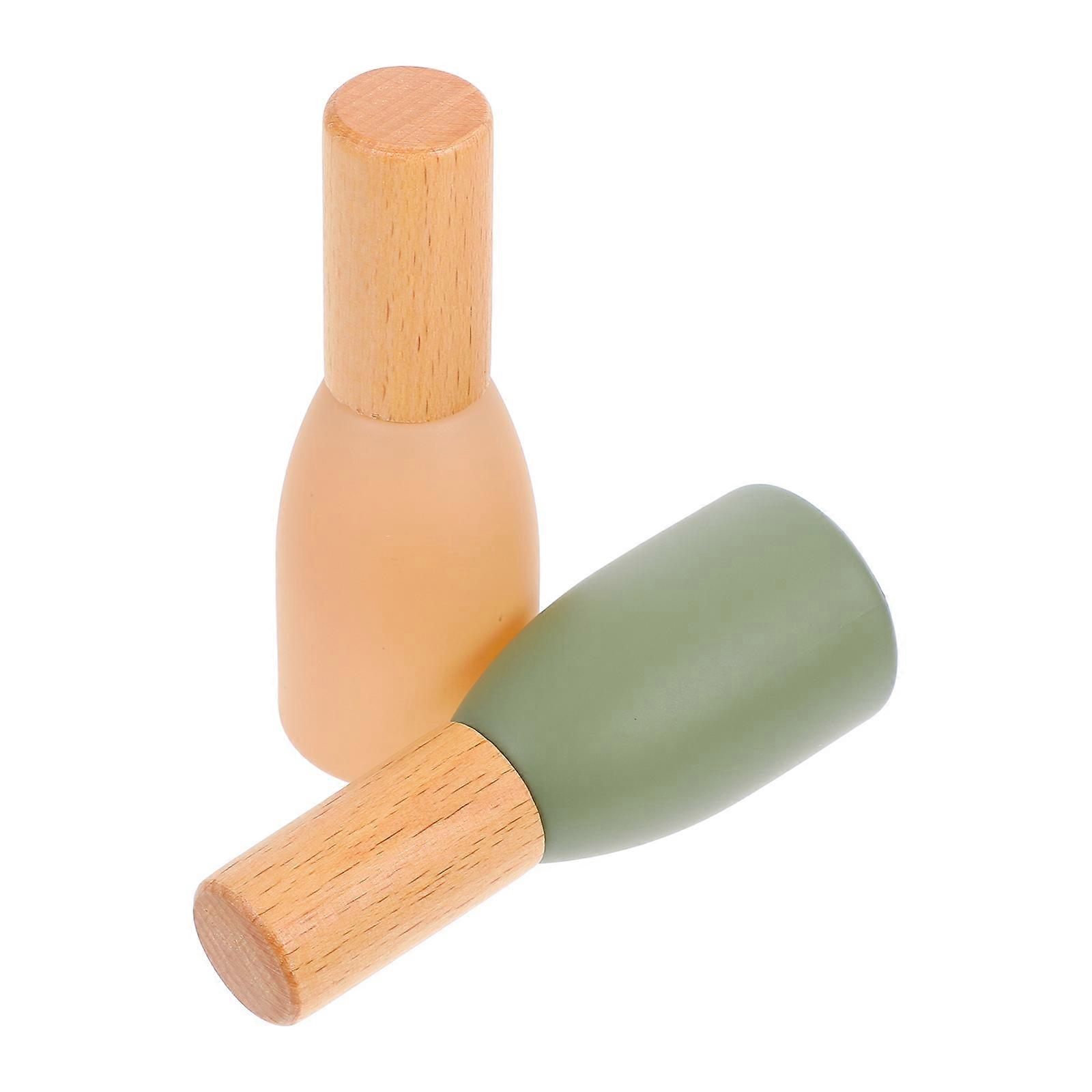 Luxury Beech Cap Rollerball Perfume Bottles Refillable Glass Containers for Travel 2pcs Assorted Color