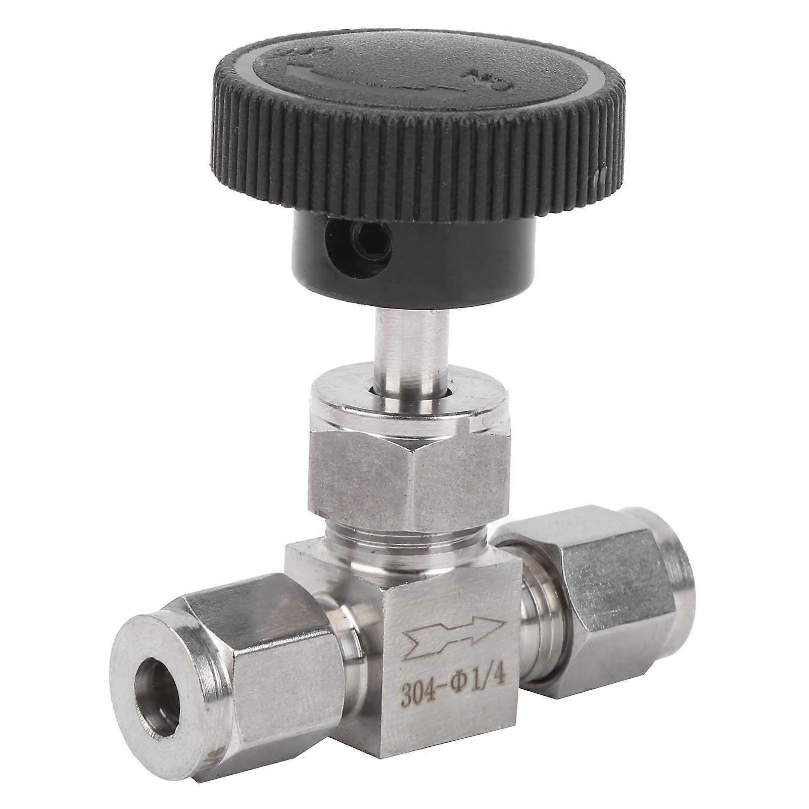 304 Stainless Steel High-Pressure Needle Valve For Water And Gas 1/4 Inch Connection Precise Flow Control