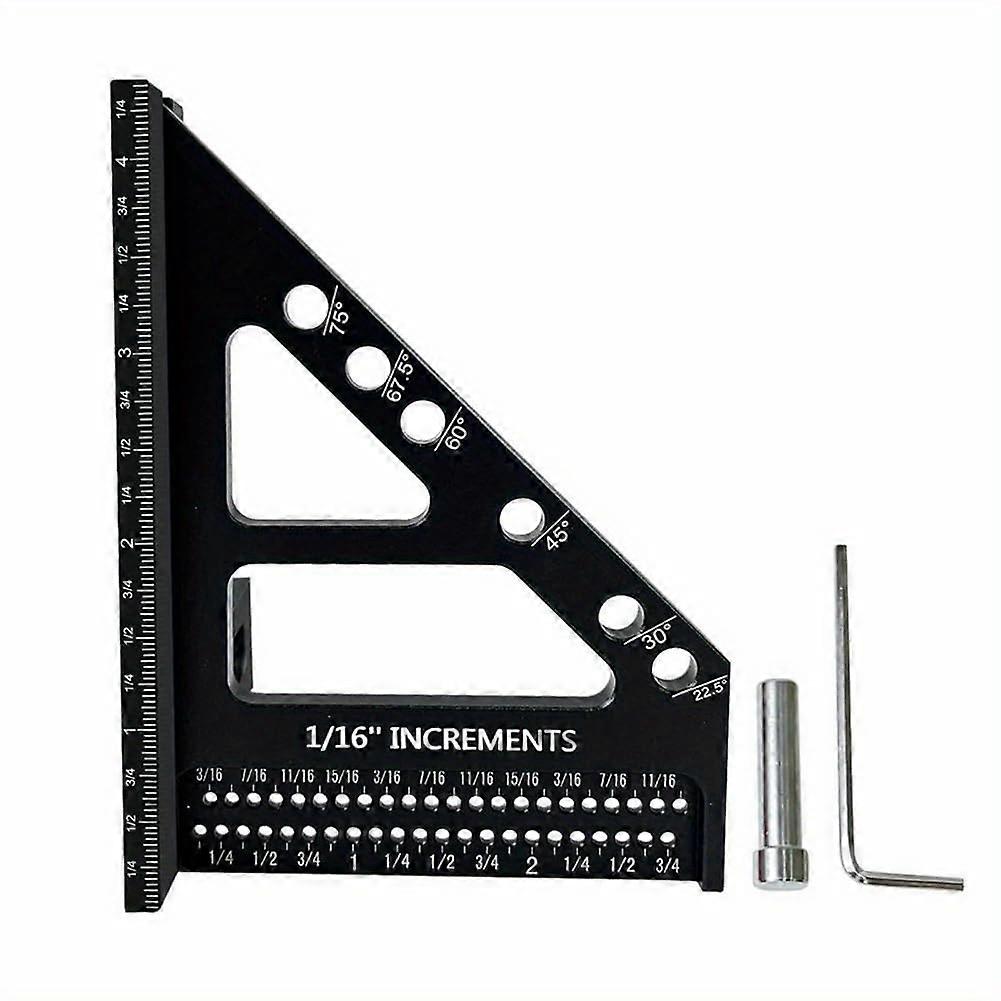 Aluminum Triangular Ruler - 3D Multifunction Angle Measuring Tool for Woodworking - High Accuracy with Enhanced Hole Puncher