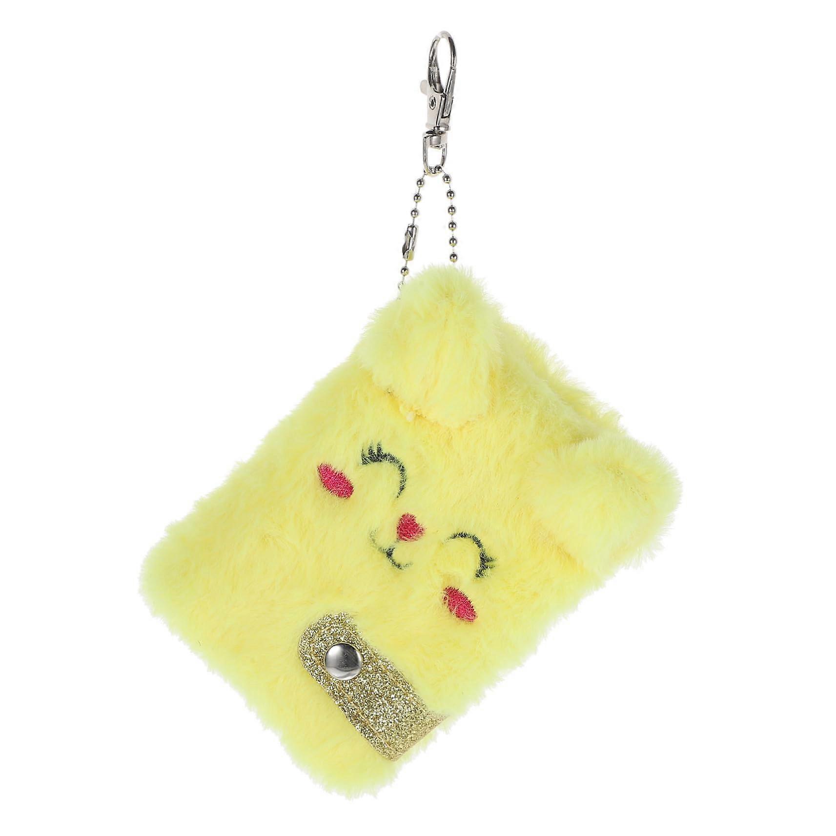 Fluffy Diary For Girls With Sketch Pages, Yellow Plush Ribbon Bookmark, Daily Use Notebook