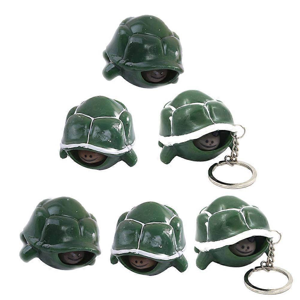 Interactive Turtle Toy Set 6Pcs Designed For Sensory Play Relaxation Dark Green TPR Material