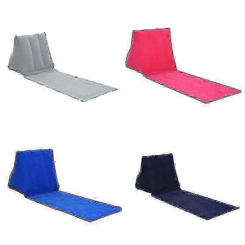 Foldable Beach Mat Camping Lounger with Back Pillow - Inflatable Deep Blue