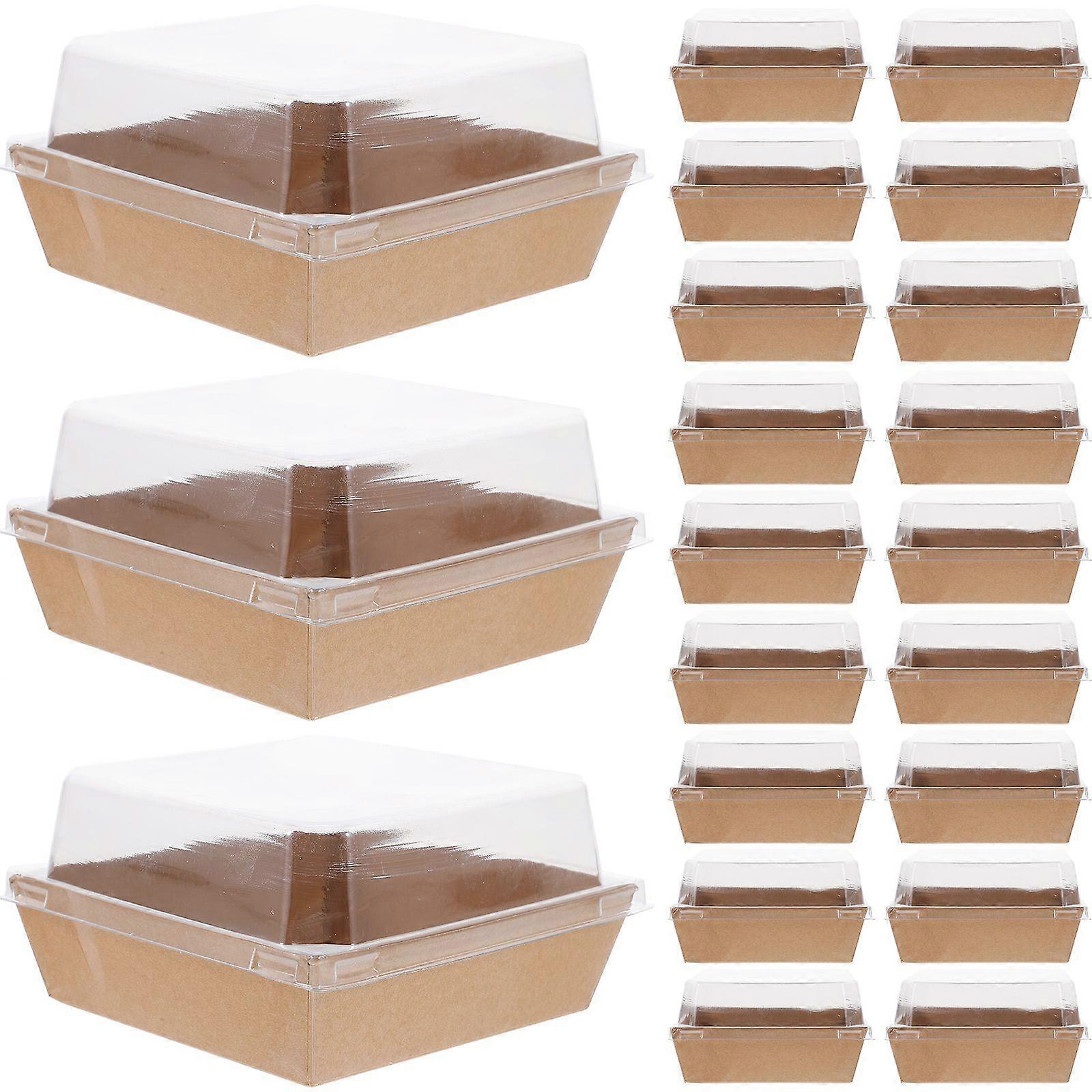 50pcs Sandwich Packing Box Paper Made Cake Box Multi-use Bread Salad Packing Box With Lid