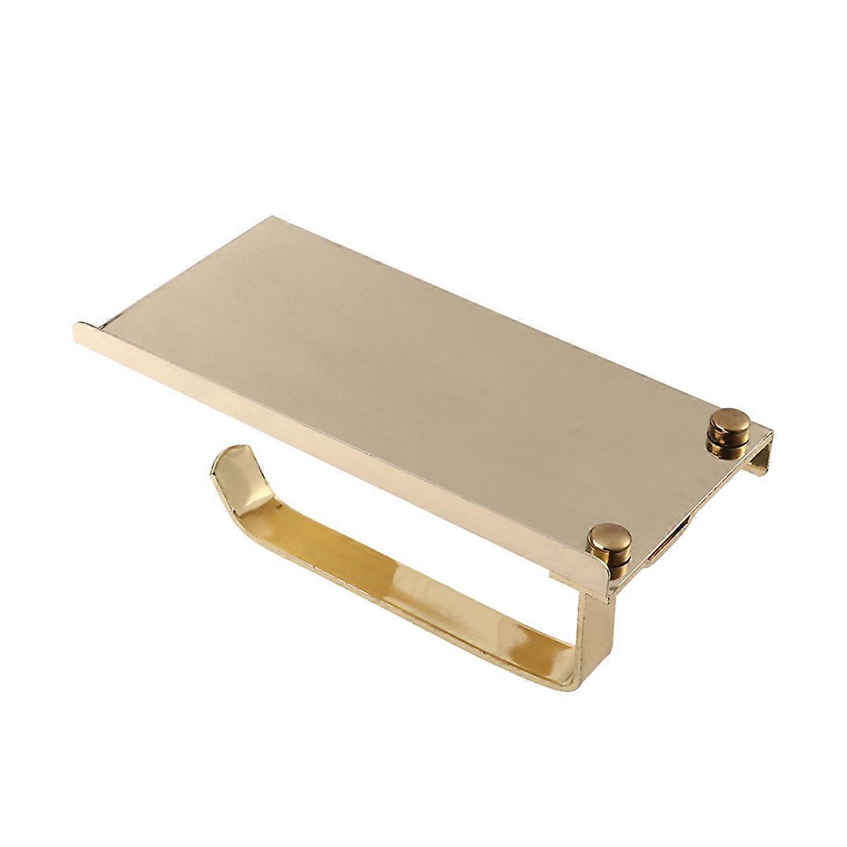 Bathroom Tissue Holder with Phone Shelf Made of Stainless Steel Golden Color Fits Various Scenes 18