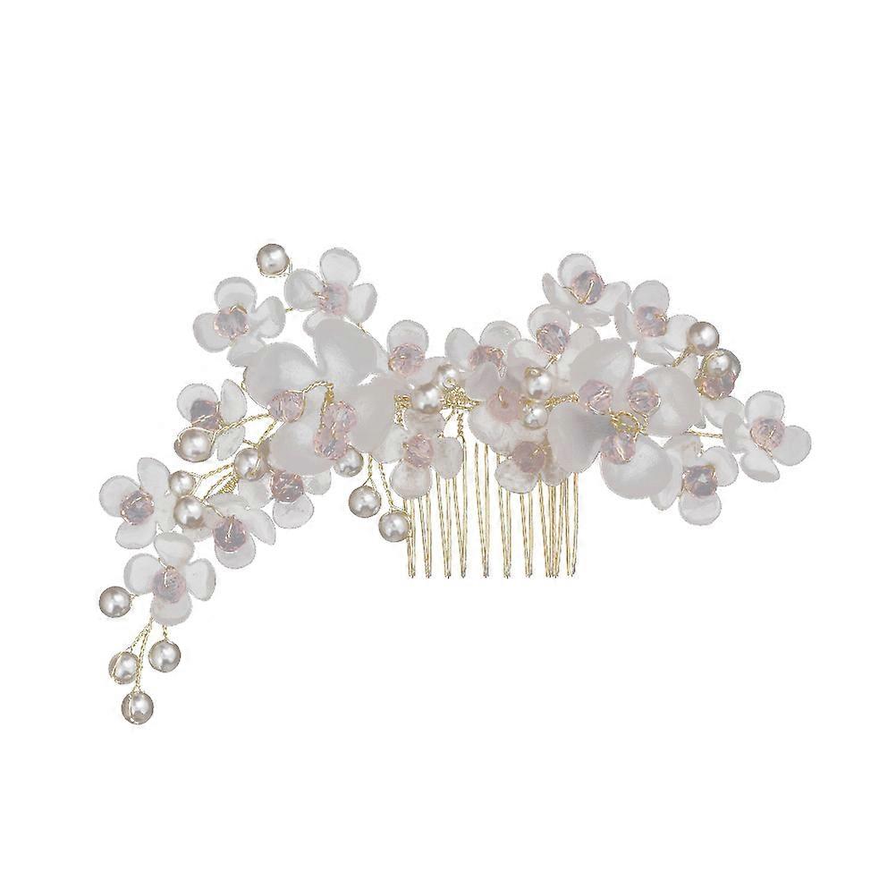 Bridal Hair Comb with Crystal and Acrylic Design for Wedding Decoration Golden 4.5 Inches