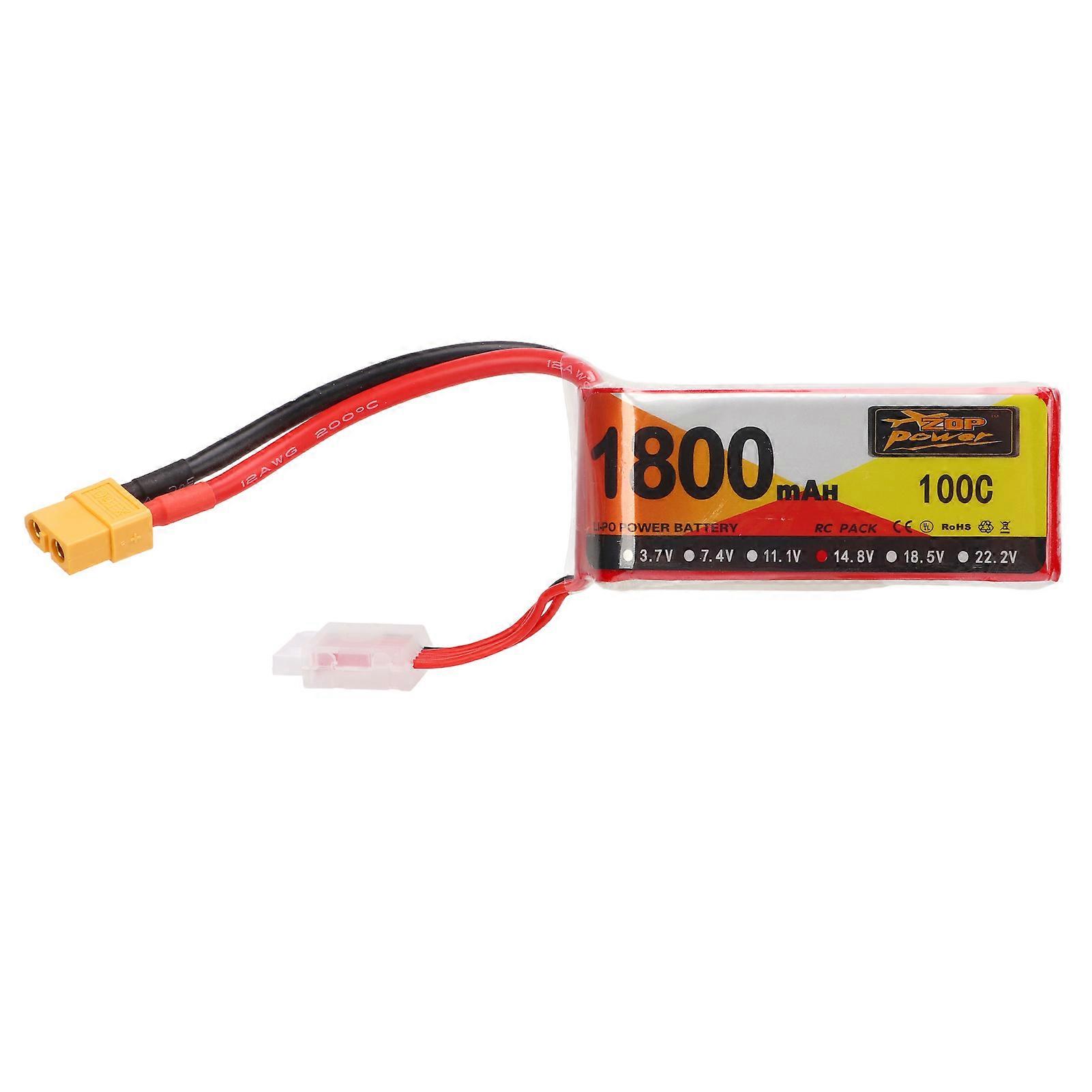 1800mAh Lipo Battery 100C Discharge Rate 14.8V 4S XT60 Plug RC Battery Power for RC Helicopter Car Model