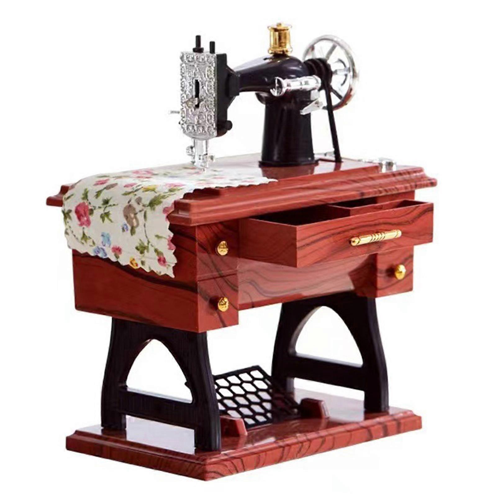 Wind Up Sewing Machine Music Box Ornament Charming Decorative Ornament Office Desk Accessory
