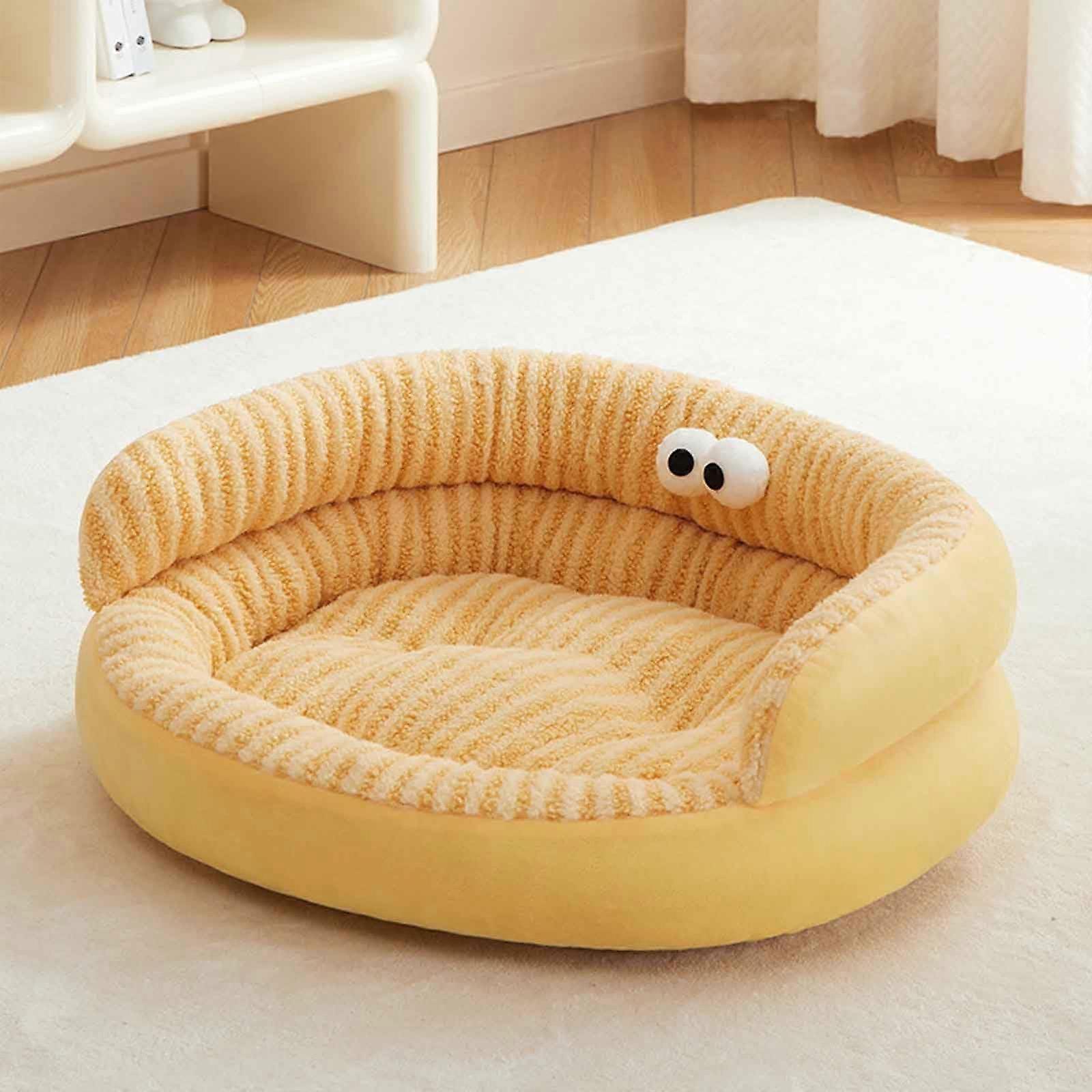 Dog bed, cat bed, soft dog sofa couch with nonslip bottom, washable, yellow, M
