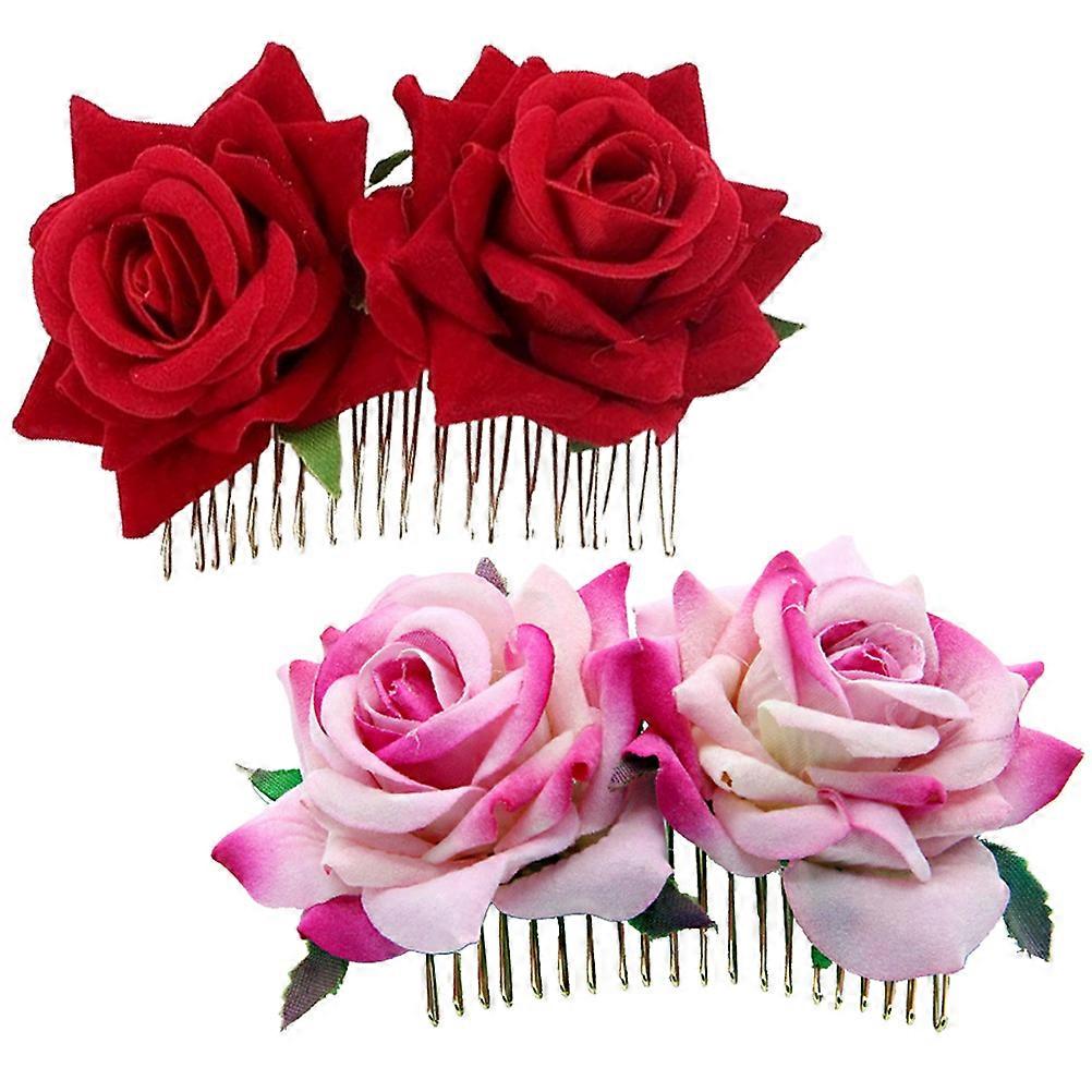 Elegant Wedding Hair Comb with Assorted Color Rose Design for Bridal Decoration Practical to Use
