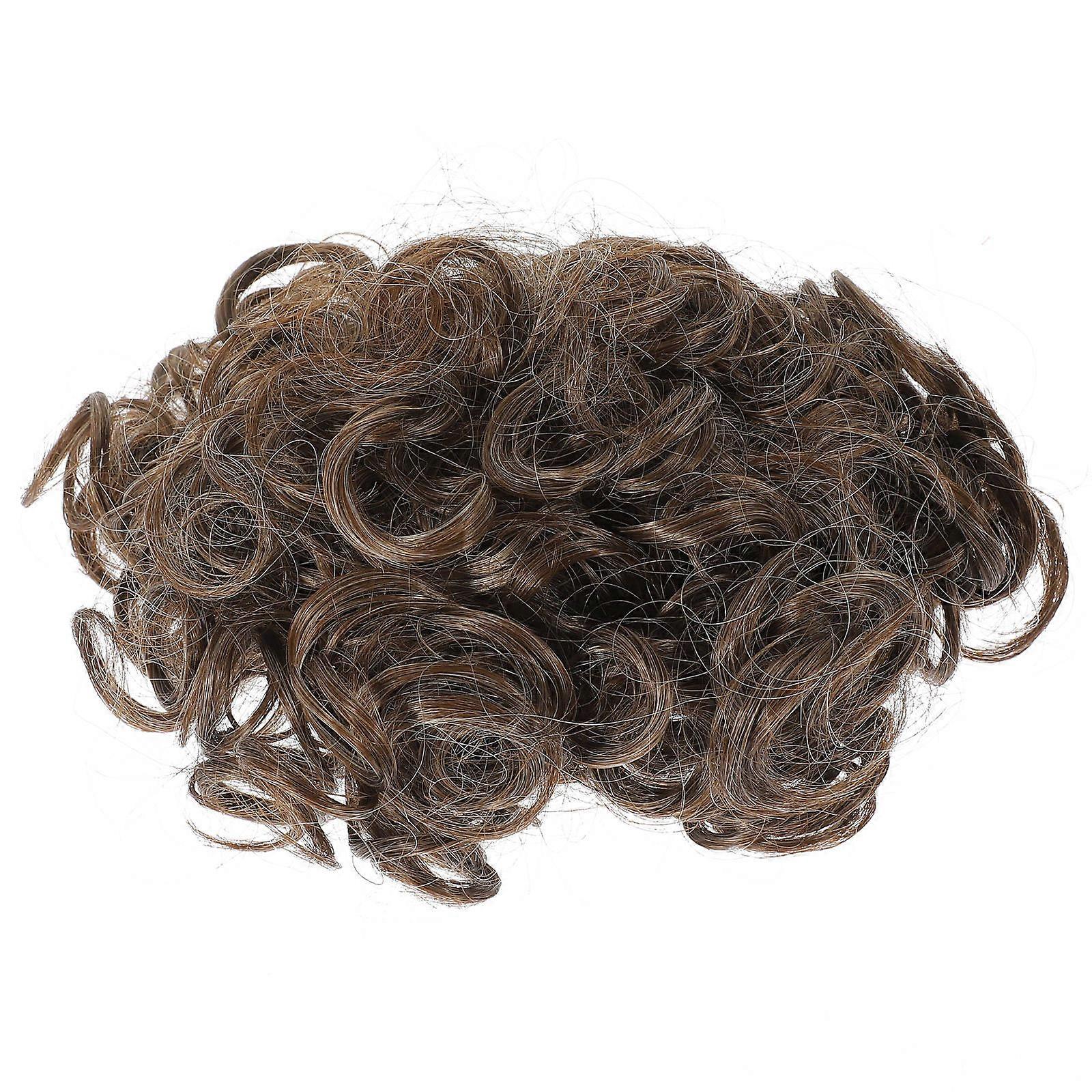Messy Bun Hair Piece for Women with Elastic Band High Temperature Silk Coffee Color