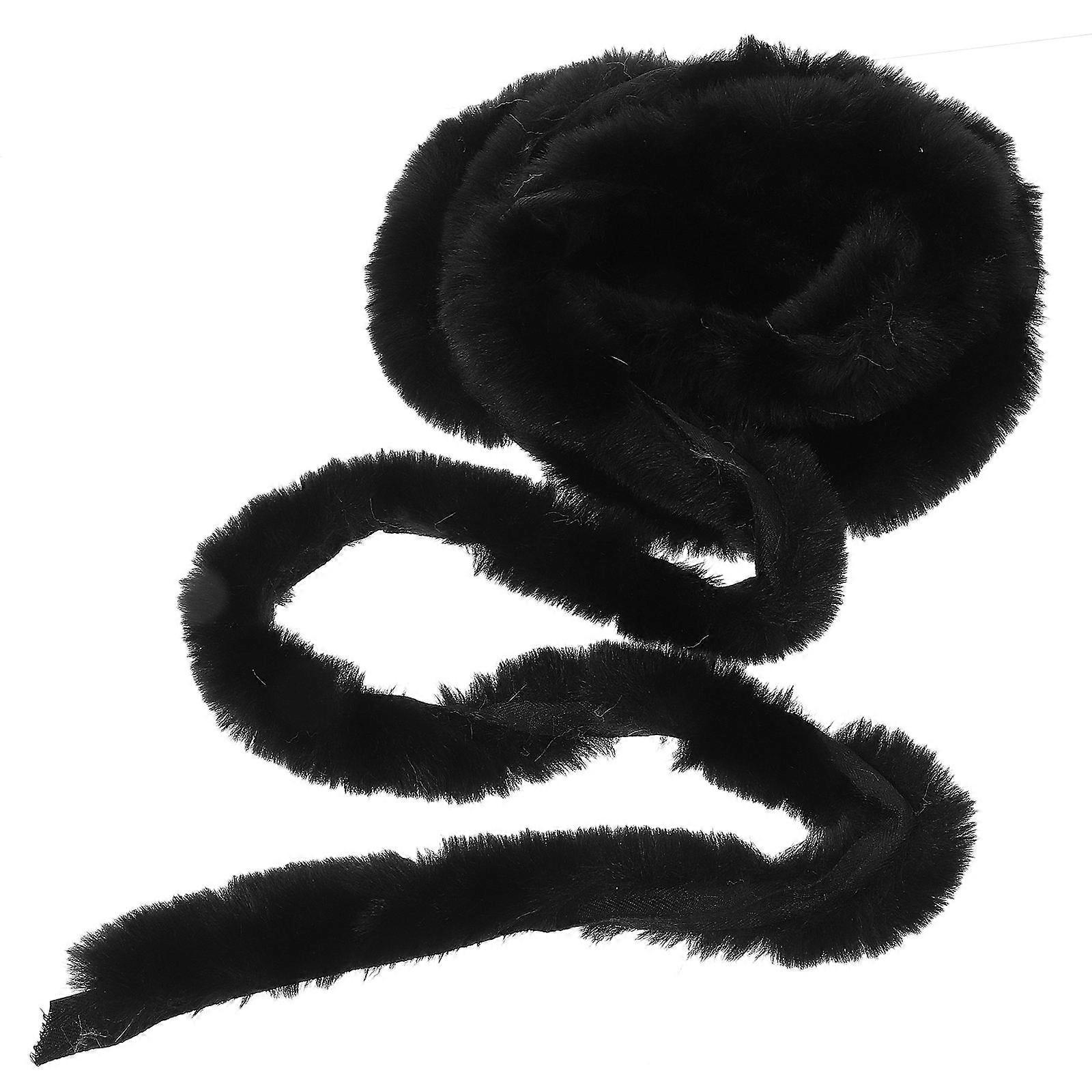 Furry Hanfu Cloak Decorative Ribbon Wrapping Plush Fake Fabric Trim for Chinese Clothing Decoration Black Color