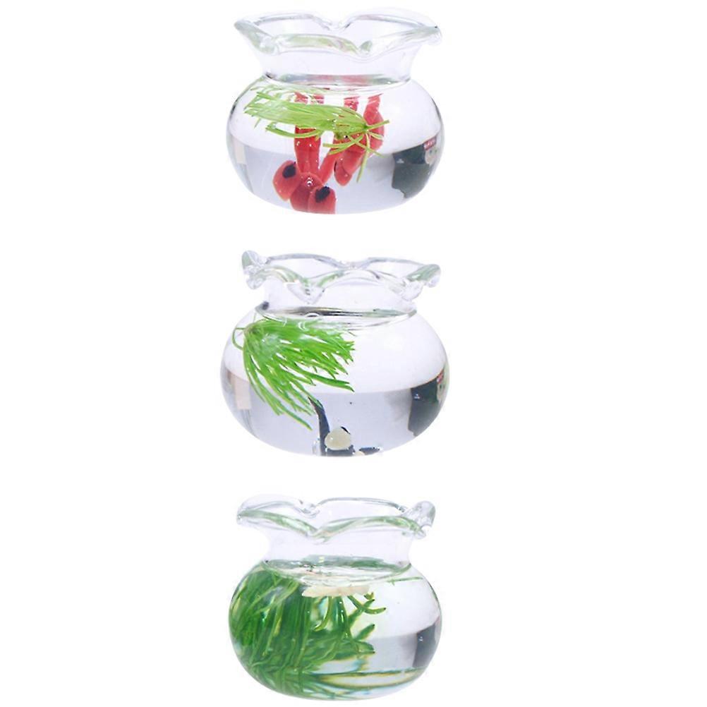 3pcs Mini Glass Fish Bowl Decor for Mini House DIY Crafting & Home Decoration – Creative Miniature Landscaping & Display Accents