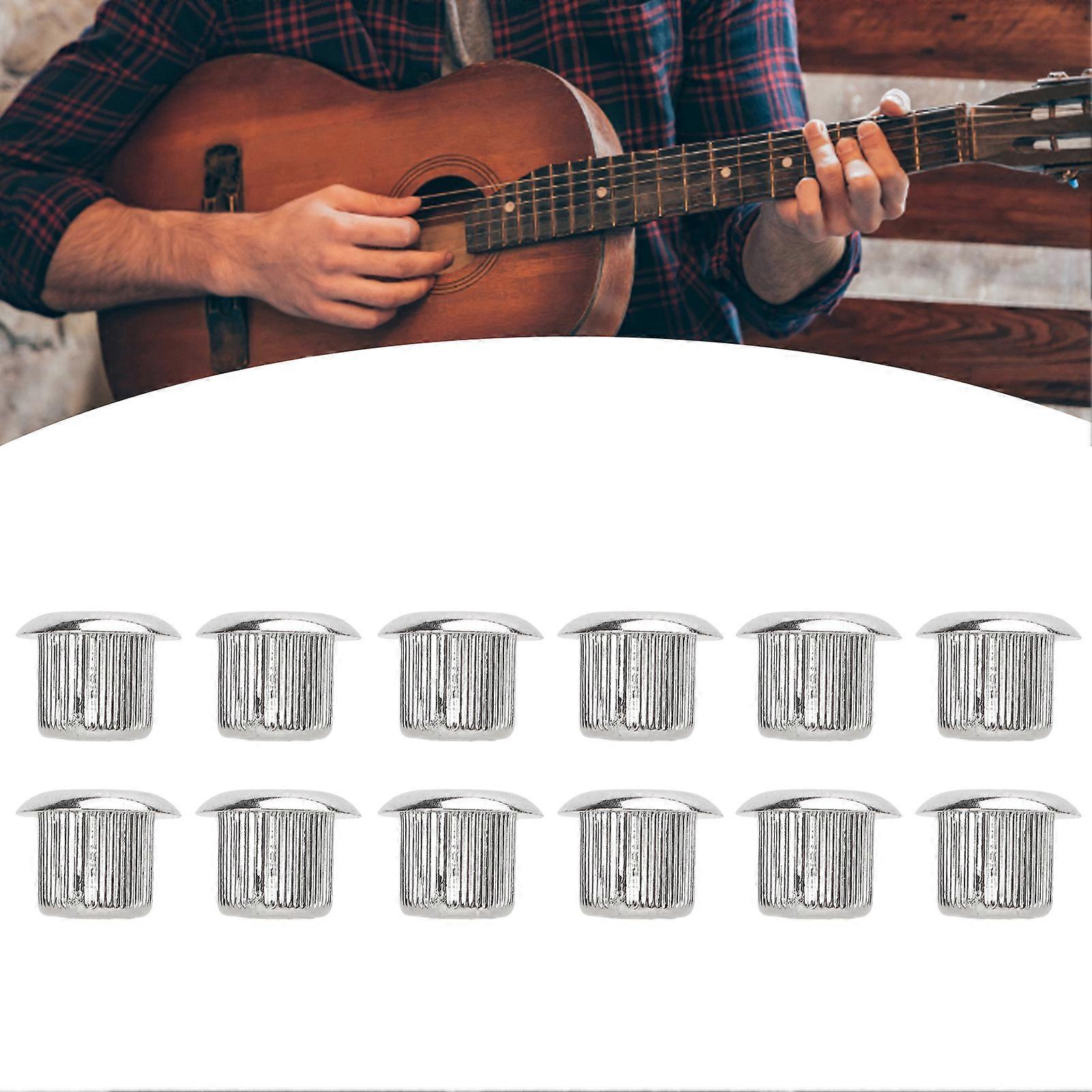 12Pcs Acoustic Guitar Tuner Conversion Bushing 10mm Plastic Adapter Accessory Set Kit Silver 