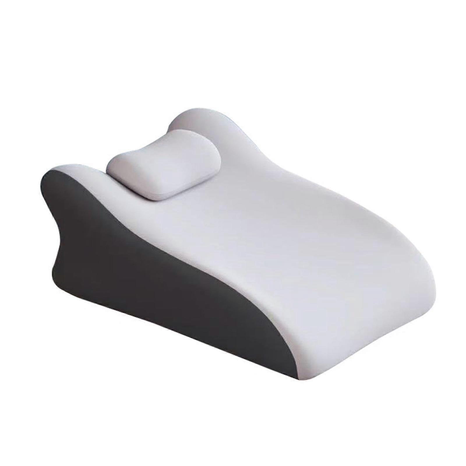 Memory Foam Wedge Pillow For Prone Sleep, Back And Leg Support, Gray With Headrest