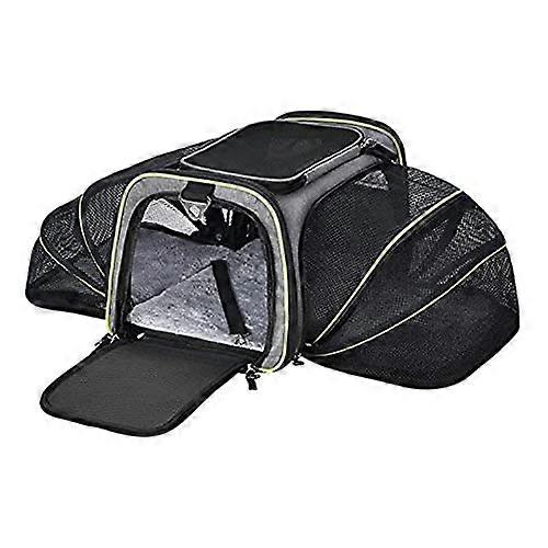 Portable Travel Bag, Double Sided Expandable Breathable Mesh Dog Carrier, Portable Travel Bag with Pockets and 2 Reflective Bands, C