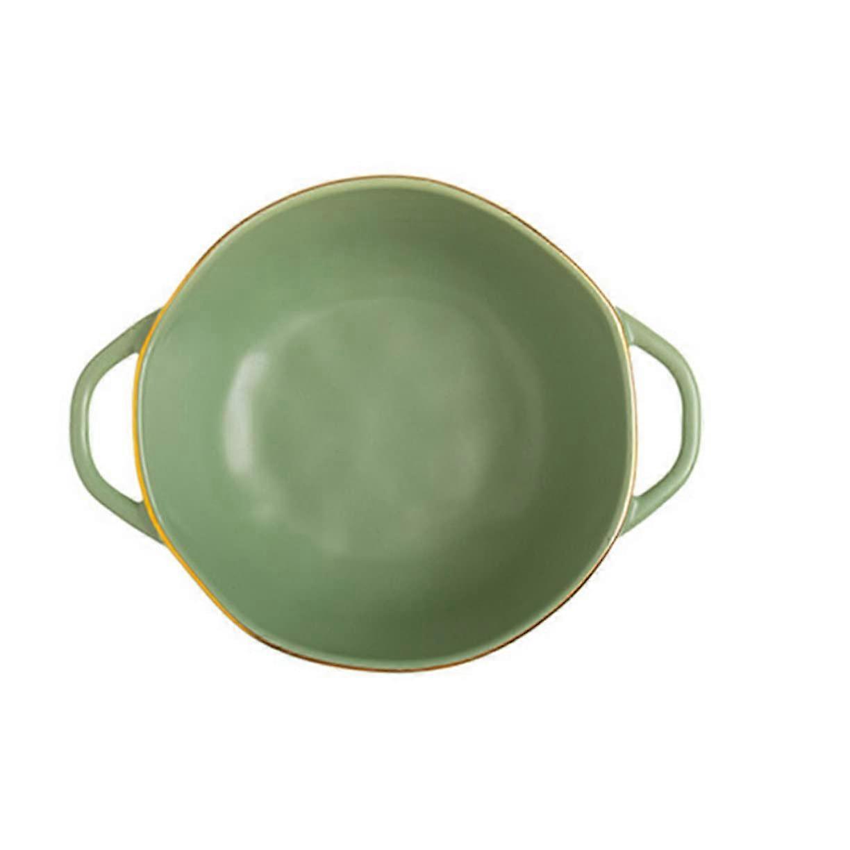 Decorative Ceramic Bowl with Double Handles, Large Serving Bowl for Salad, Soup and Ramen, Heat and ScratchResistant, Dishwasher Safe