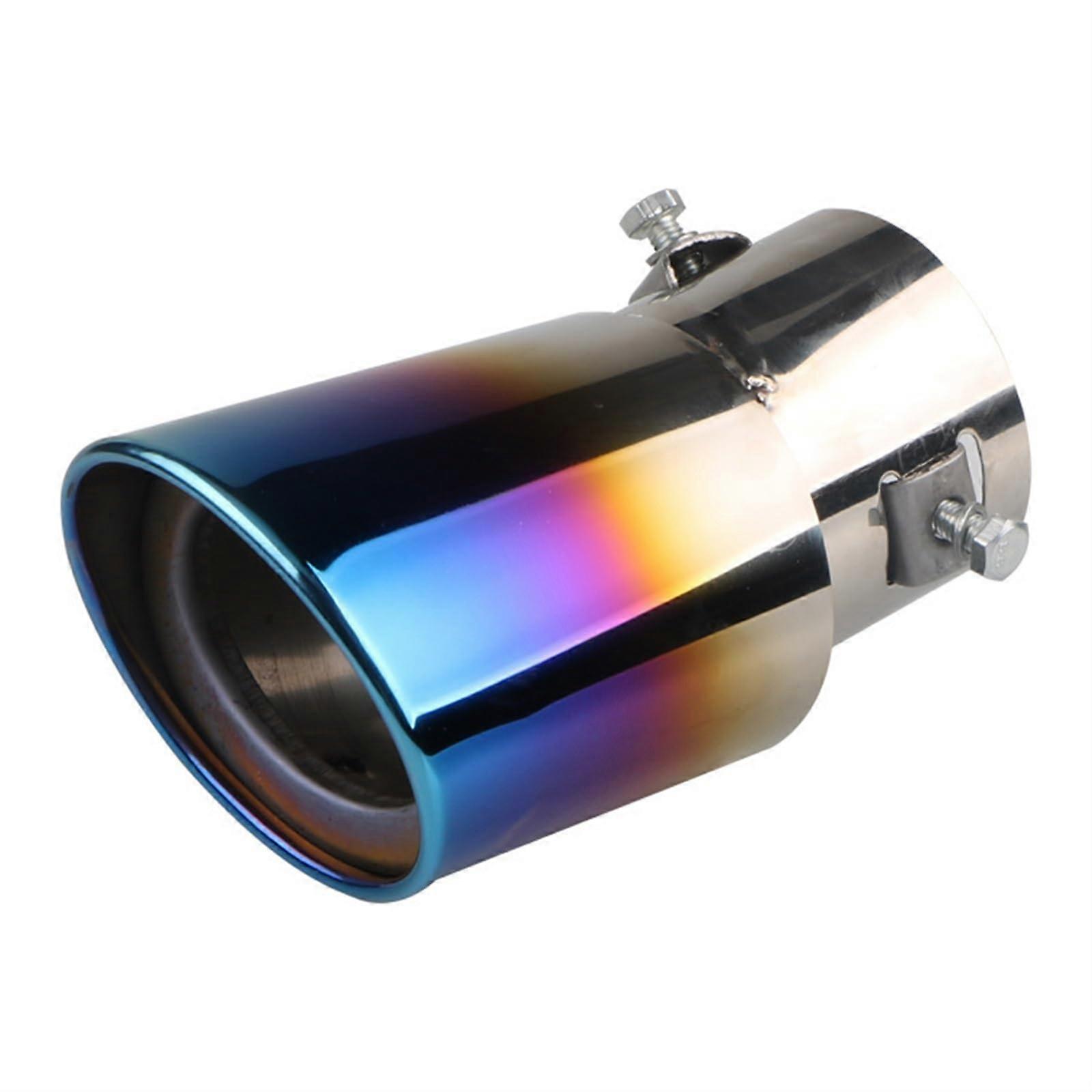 Universal Auto Exhaust Tip, Round Stainless Steel Chrome Exhaust Pipe, Multi-Colored Bend, Tail Muffler End Pipe, Size B