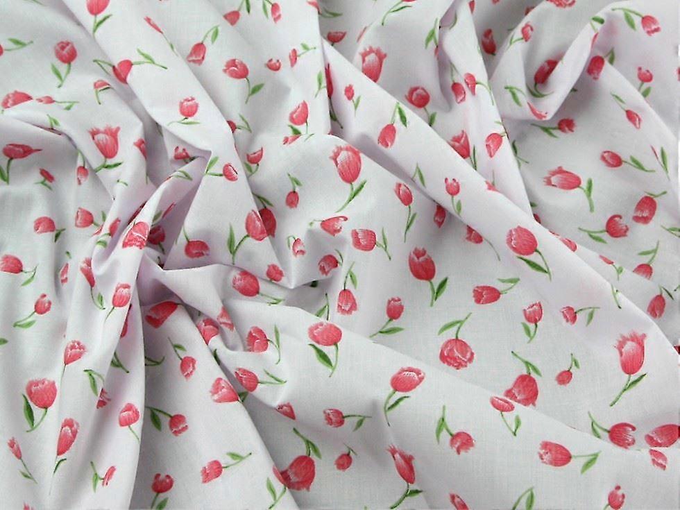 Minerva Printed Polycotton Fabric Pink - per metre