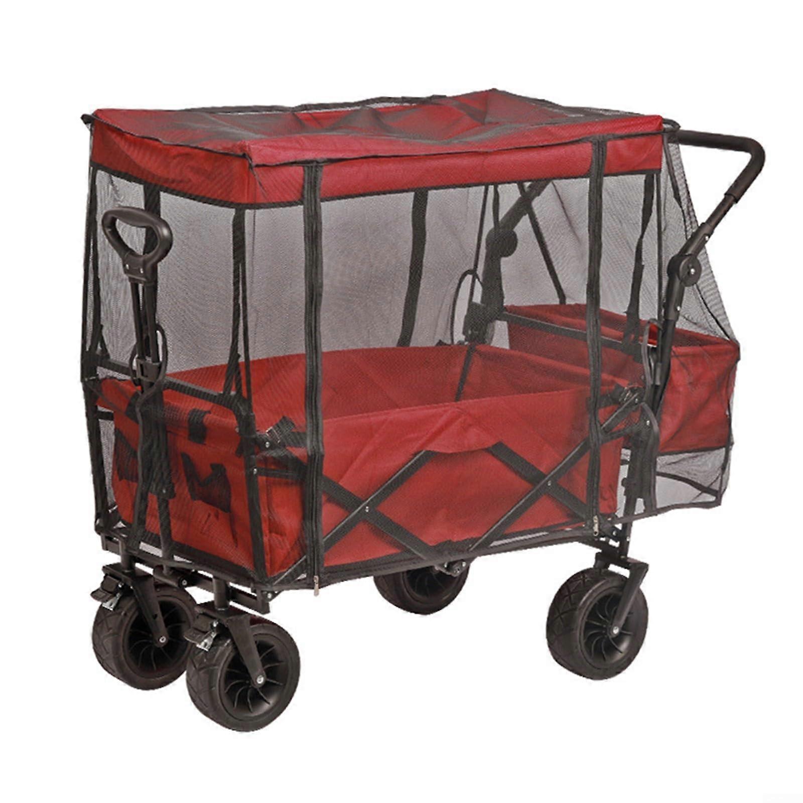 Foldable wagon mesh cover with side zipper for beach, garden, wagon, outdoor, multipurpose cart, collapsible wagon net, garden wagon protection