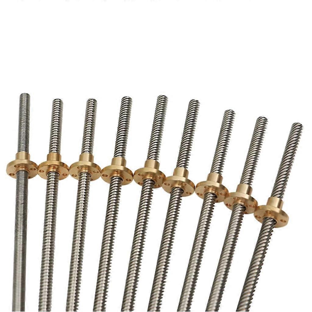 T8 Trapezoidal Threaded Rod with Brass Nut, 300mm Length, 2mm Pitch for 3D Printer CNC