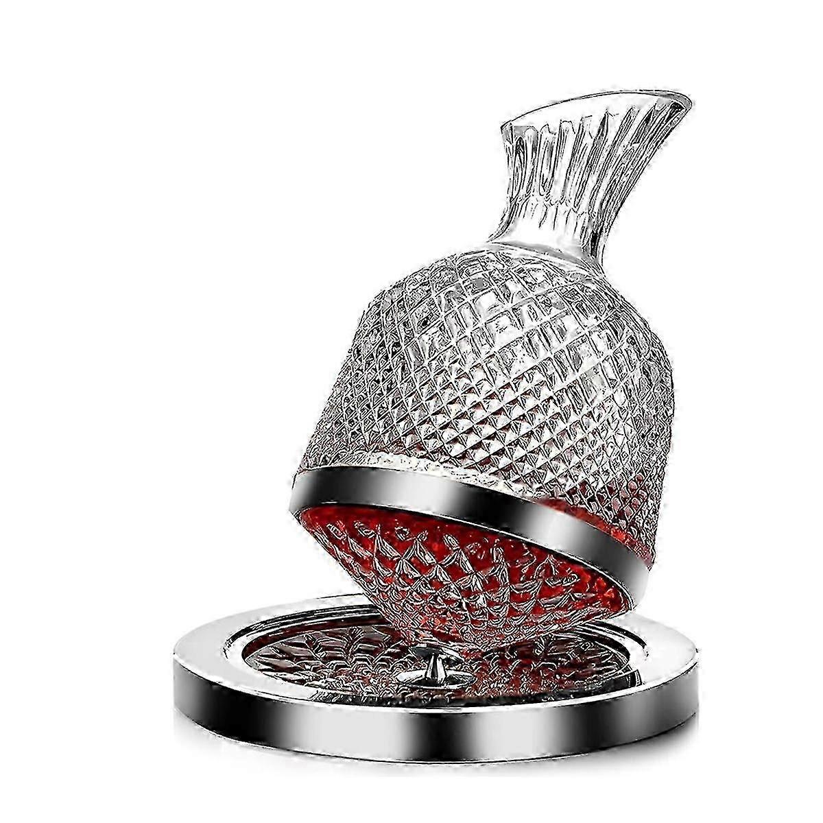 Red Wine Decanter - 1500ml Lead-Free Crystal Glass Carafe with 360�� Rotating Functionality