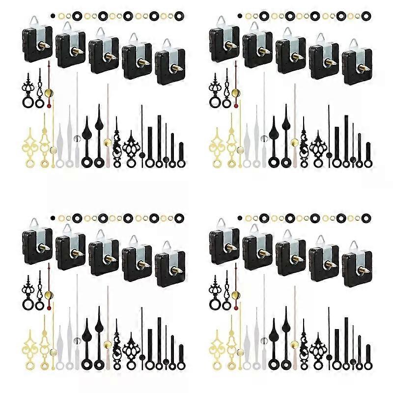 20 Pcs Clock Movement Mechanism Parts Silence Quartz DIY Wall Clock With 28 Different Pairs Clock Hands Replacement Kit