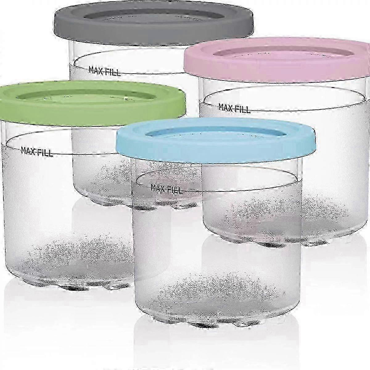 Reusable 16 Oz Creami Pint Containers, Dishwasher Safe Ice Cream Cups in Assorted Colors, Replacement for Ninja Creami NC299AM & C300 Series