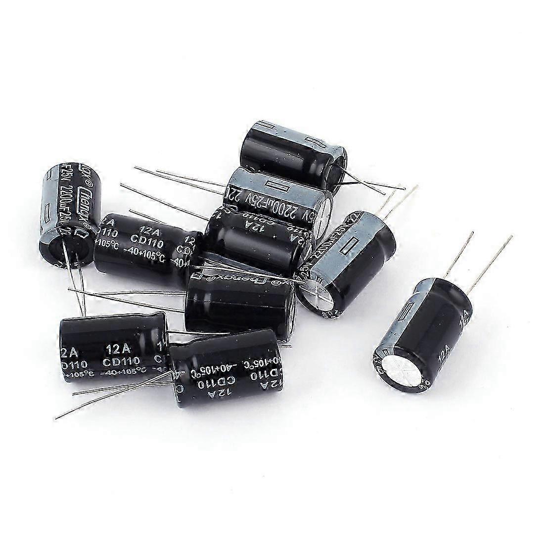 10Pcs 25V 2200UF Through Hole Electrolytic Capacitor 13x20mm