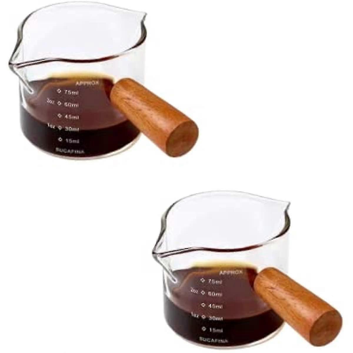2pcs Espresso Shot Glass 75ml Double Spout Mini Measuring Cup Espre...